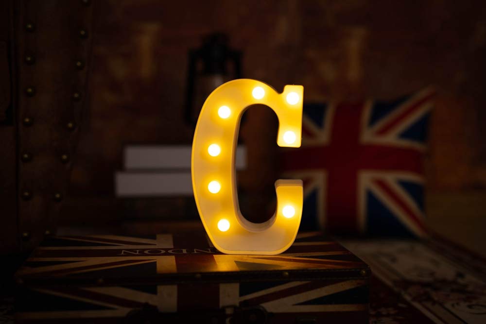LED Light Up Letter Sign - Battery Powered Decorative Alphabet Lights for Wedding, Birthday, Party & Christmas Decor - Perfect for Home, Bar, Nursery & Night Light Use