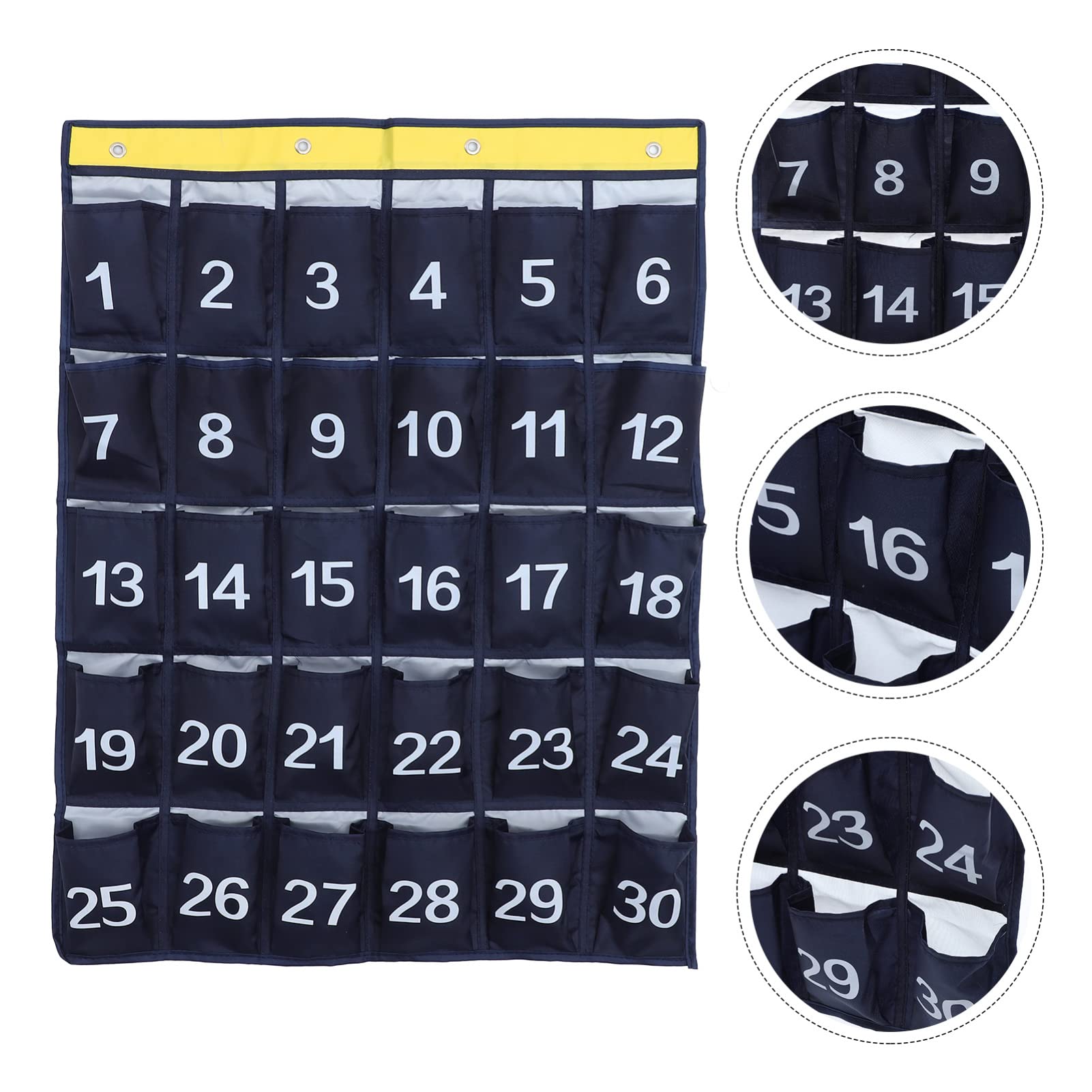 Operitacx Black Iron Alloy Hanging Mobile Phone Storage Bag - Numbered Pocket Chart for Teachers, Calculator Holder & Headset Stand - Perfect for Classroom Organization, Home Door Storage, and Earphone Management (100 Pockets)