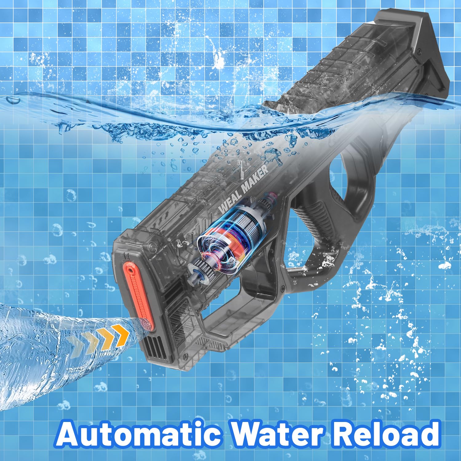 High-Powered Electric Water Gun for Adults & Kids - Automatic Pulse Shooter Squirt Gun with 300+ Blasts, Outdoor Pool Toy for Summer Games, Beach Parties, Backyard Battles (Black)