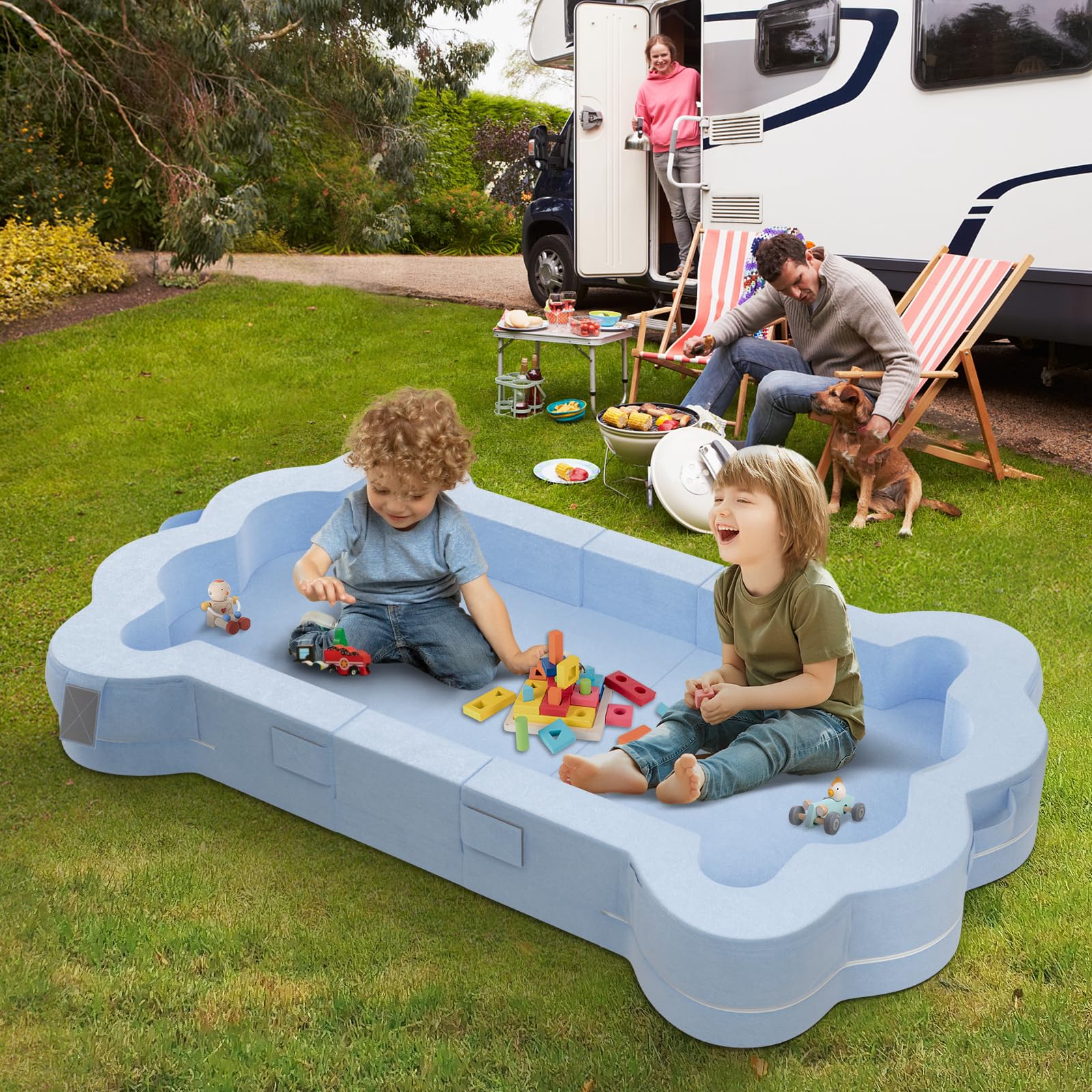 Portable Toddler Bed - Foldable Floor Bed for Kids 1-5 Years Old | Soft, Safe & Washable Travel Bed for Toddlers | Perfect for Home, Travel & Sleepovers (Blue)