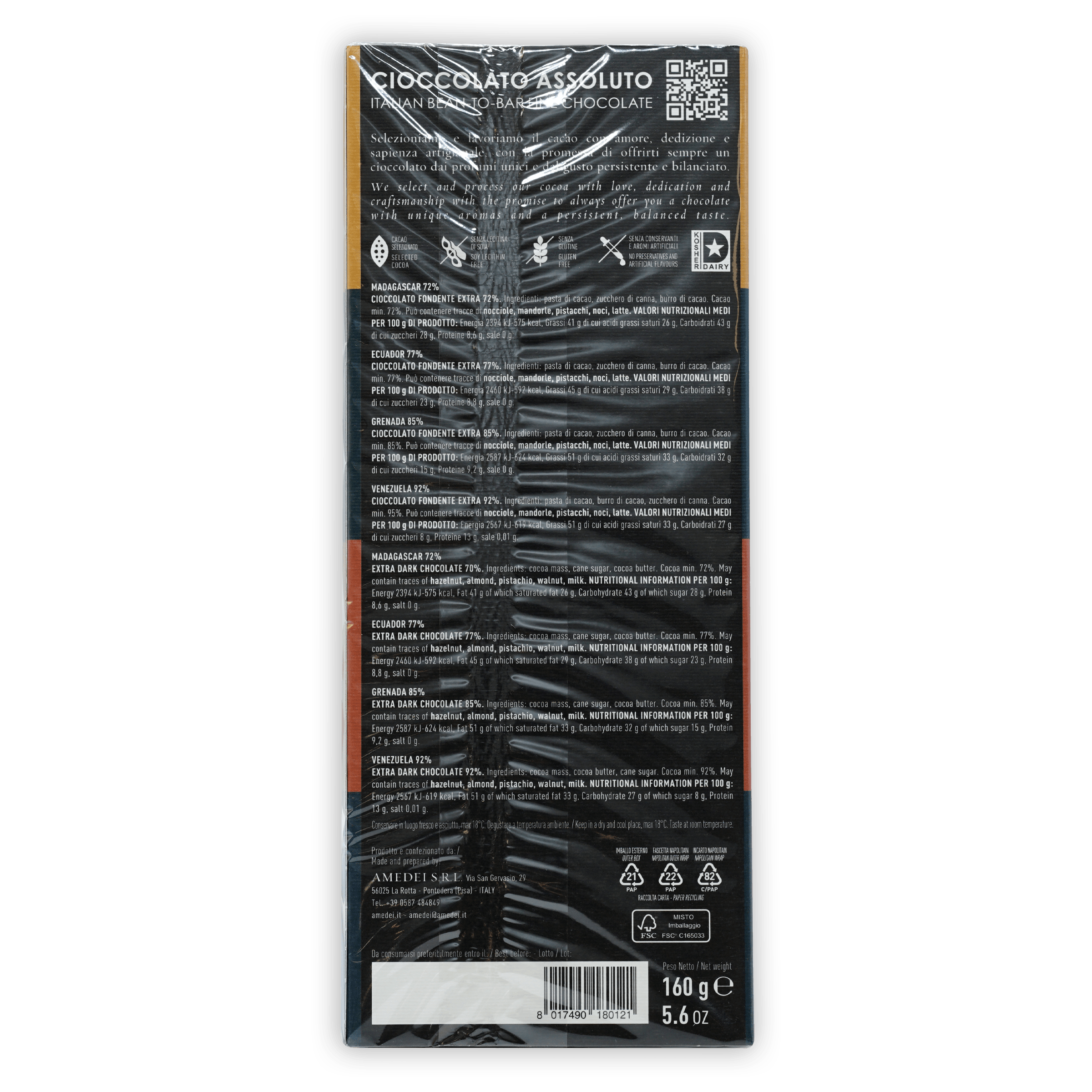 Amedei Napolitains Cru Monorigine Variety Chocolate Box - 36 Pieces Gourmet Dark Chocolate Assortment - Perfect for Gifts, Parties & Dessert Platters