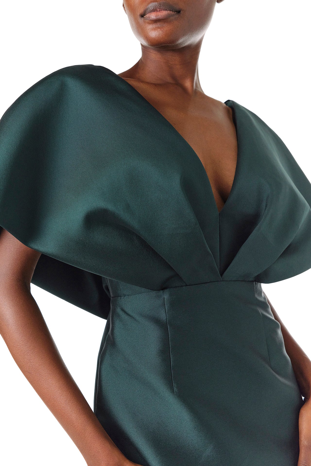 Elegant V-Neck Sculptural Column Gown for Women - Formal Evening Dress for Weddings, Galas & Special Occasions