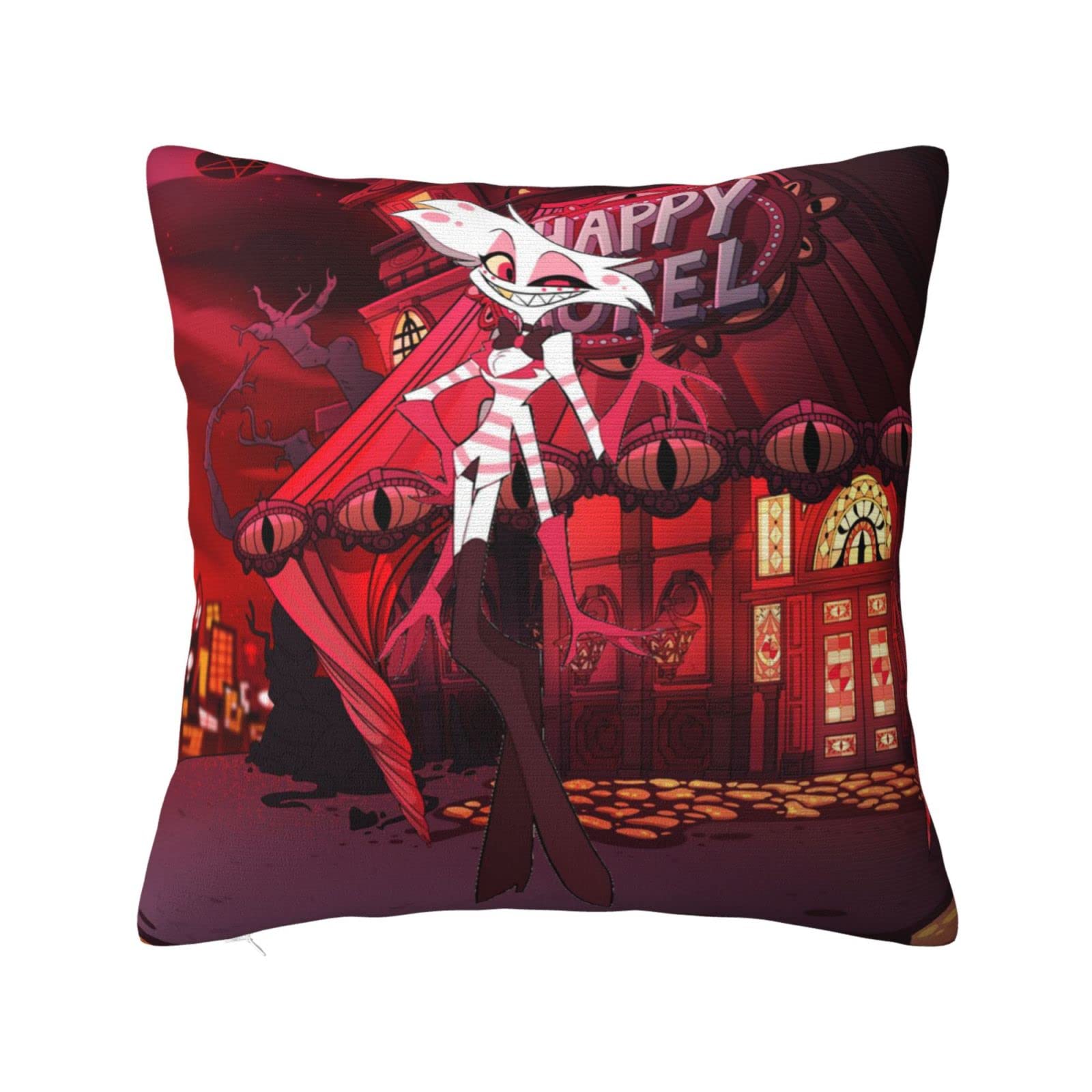 Hazbin Hotel Square Pillow Cover 26x26 Inch - Soft Decorative Cushion Case for Sofa, Bedroom, Car | Modern Anime Home Decor Gift for Fans