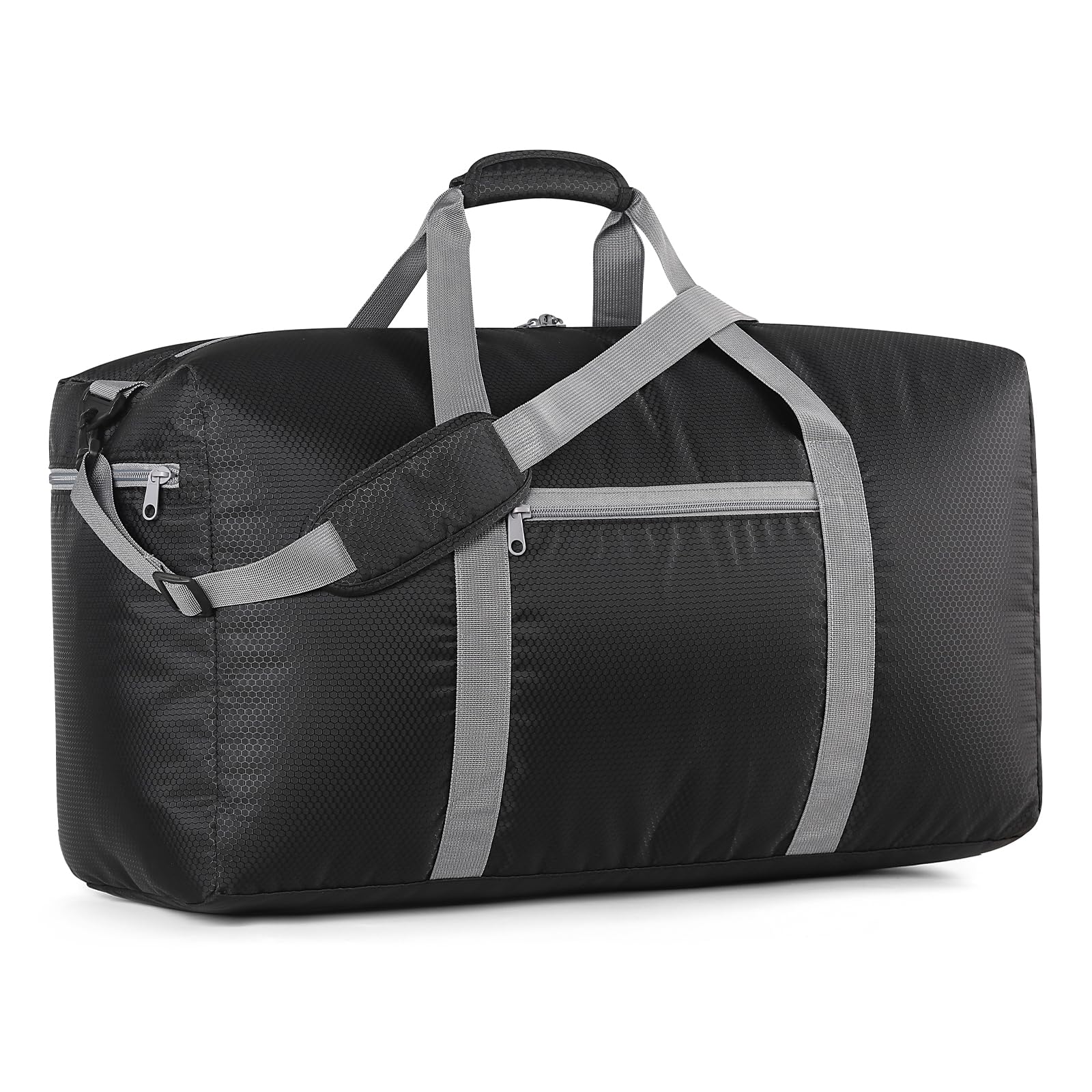 65L Foldable Travel Duffle Bag - Large Waterproof Luggage Storage Bag for Weekender, Sport, Camping & Gym - Black - Perfect for Weekend Getaways, Outdoor Adventures & Sports Equipment Storage