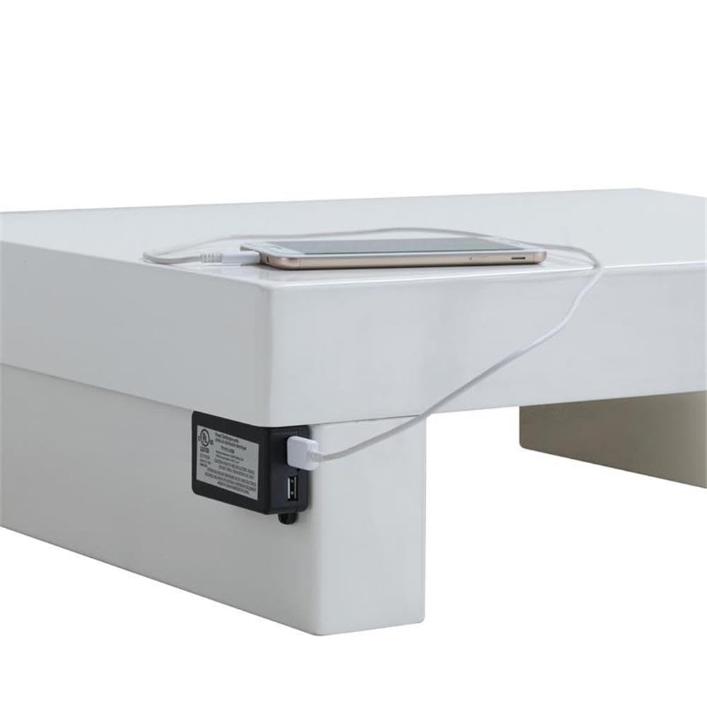 Krister Modern Wood Nightstand with USB Port - White Contemporary Bedside Table for Bedroom & Living Room