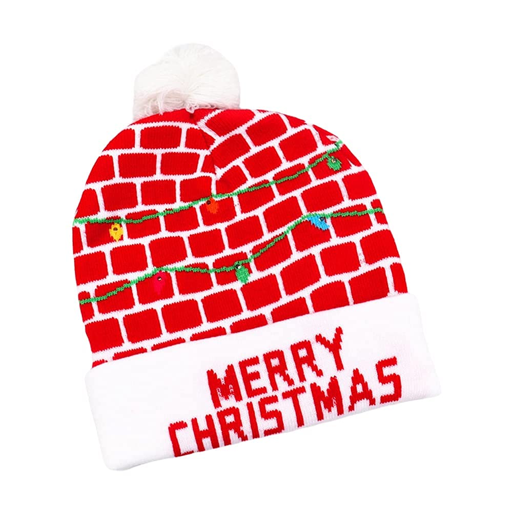 Valcatch LED Knitted Christmas Hats - Colorful Glowing Santa Claus Hat with Lights for Holiday Parties, Xmas Decorations & Festive Family Photos