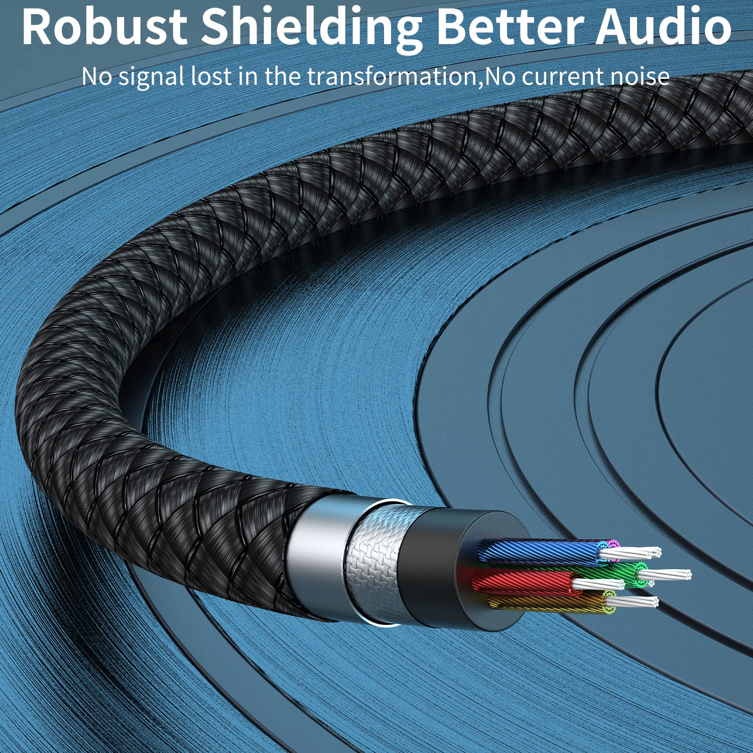 2 Pack 3.5mm AUX Cable (10ft/3m) - Nylon Braided Hi-Fi Audio Auxiliary Cord for Car Stereo, Home Speakers, iPhone, iPad, Headphones, Sony Devices, Echo Dot & Beats - Perfect for Road Trips, Home Audio & Portable Music (Grey)