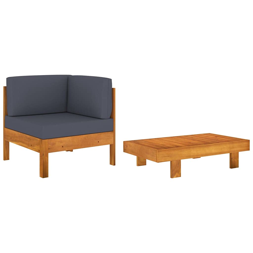 Premium 2-Piece Outdoor Wooden Patio Furniture Set with Backrest Cushions - Garden Sofa & Coffee Table for Backyard, Poolside, Balcony, Lawn | Perfect for Relaxing, Entertaining & Outdoor Dining