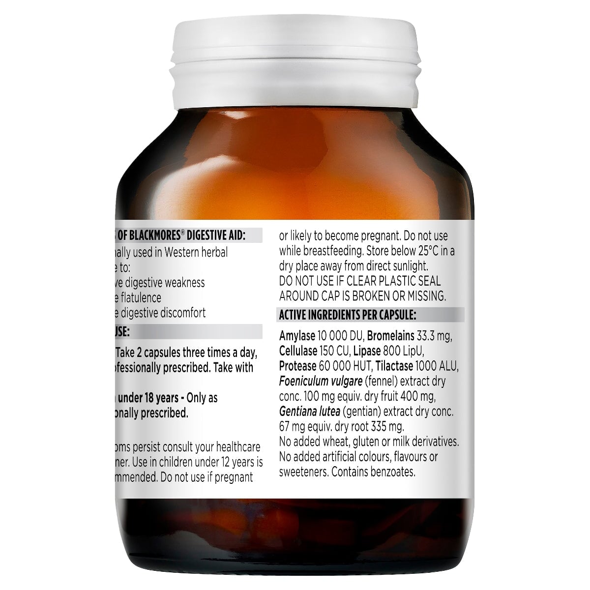 Blackmores Digestive Aid Supplement - Natural Enzyme Support for Bloating & Gut Health | Ideal for After Meals & Travel Digestion