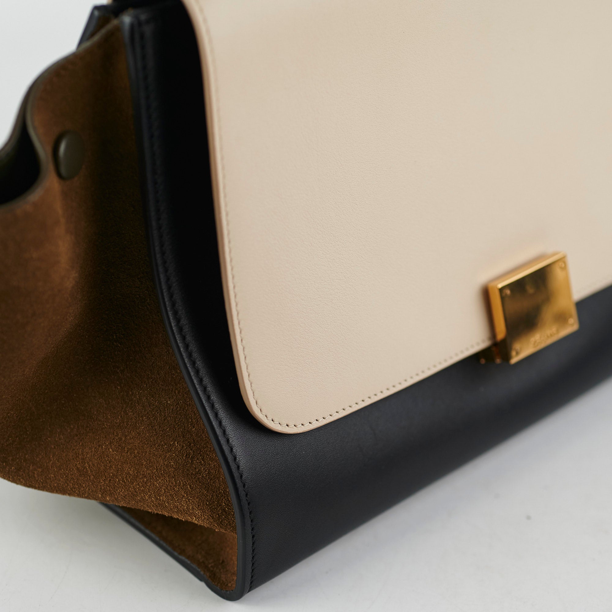 Celine Small Trapeze Handbag in Black, Green & Cream - Luxury Crossbody Bag for Women | Perfect for Work, Travel & Evening Events