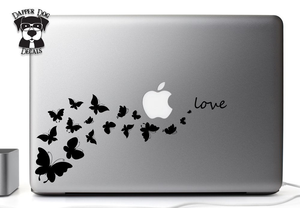 Butterfly Love 13 Inch Vinyl Decal Sticker for MacBook Air Pro, Laptop, Notebook, Auto, PC - Perfect Gift for Computer & Car Decoration