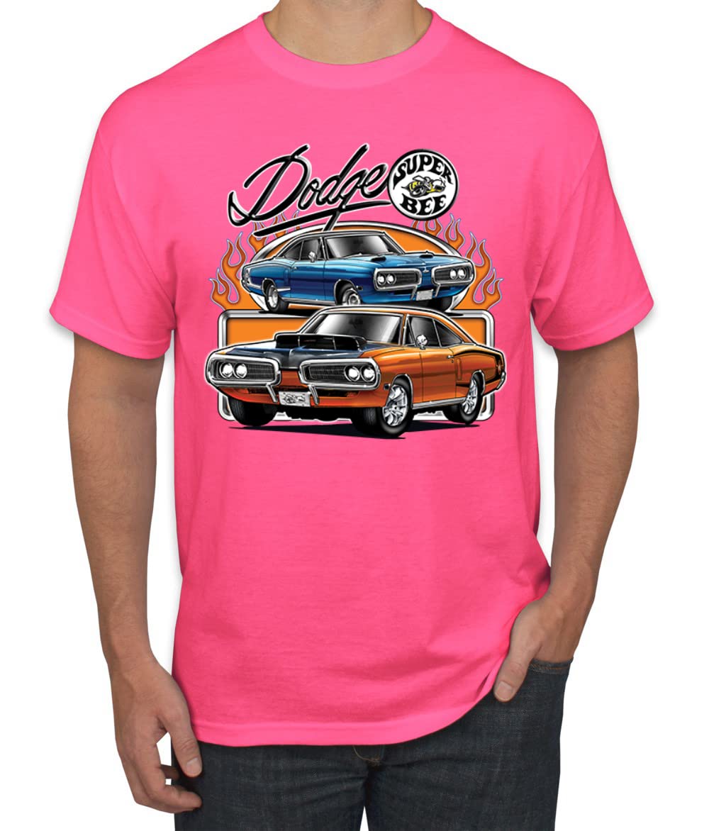 Flaming Dodge Super Bee Muscle Car T-Shirt for Men - Vintage Automotive Tee for Car Enthusiasts & Truck Lovers - Perfect for Casual Wear, Car Shows, and Gifts