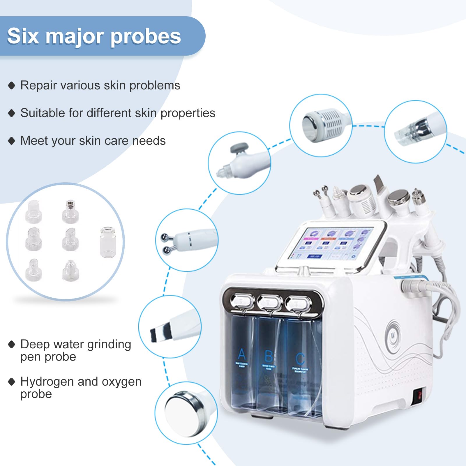 6 in 1 Hydrogen Oxygen Beauty Machine - Professional Facial Skin Spa Device for Deep Cleansing, Moisturizing & Pore Refining | Effectively Remove Dirt & Rejuvenate Skin | Perfect for Home Beauty Care & Salon Treatments