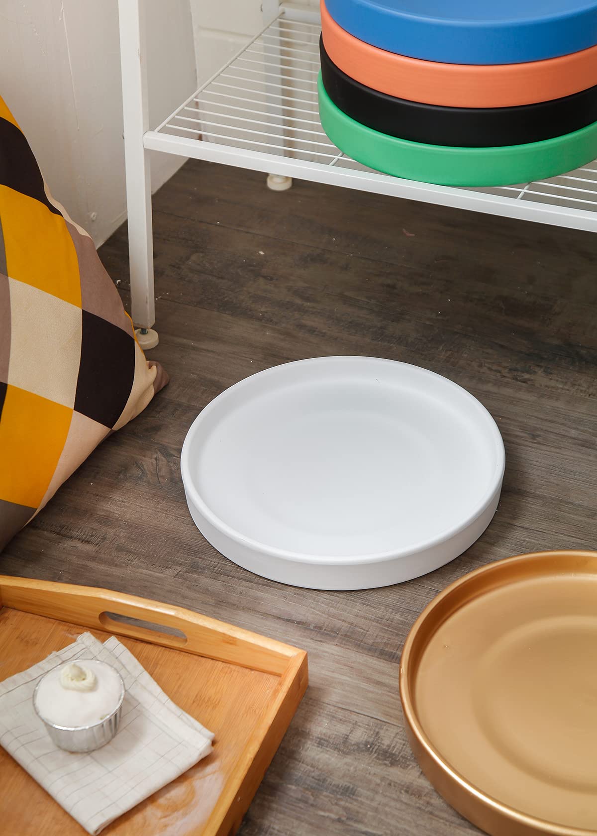 12 Inch Large Ceramic Saucer - Plant Pot Drainage Tray for Indoor/Outdoor Plants, Matte White - Perfect for Flower Pots, Succulents, and Home Garden Decor