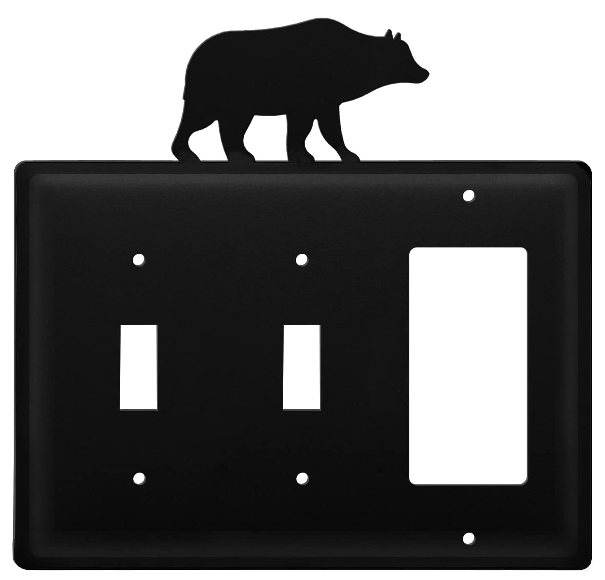 Vintage Wrought Iron Bear Double Switch & GFCI Outlet Cover Plate - Rustic Cabin Decor for Bedroom, Bathroom, and Outdoor Use