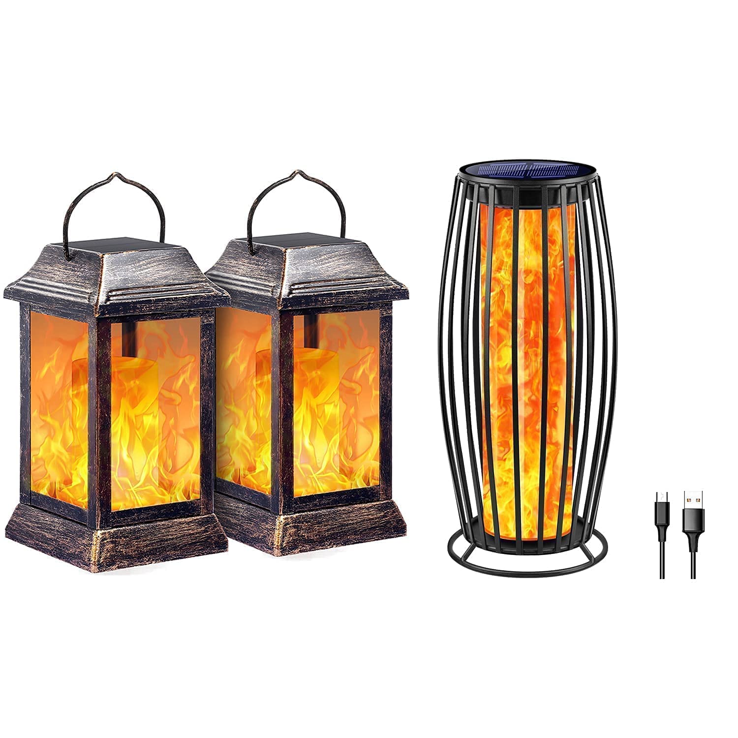TomCare Solar Lanterns Outdoor - Waterproof Flickering Flame Solar Lights for Garden, Patio, Yard - Decorative Solar Powered Lighting for Pathways, Backyard, Deck & Camping