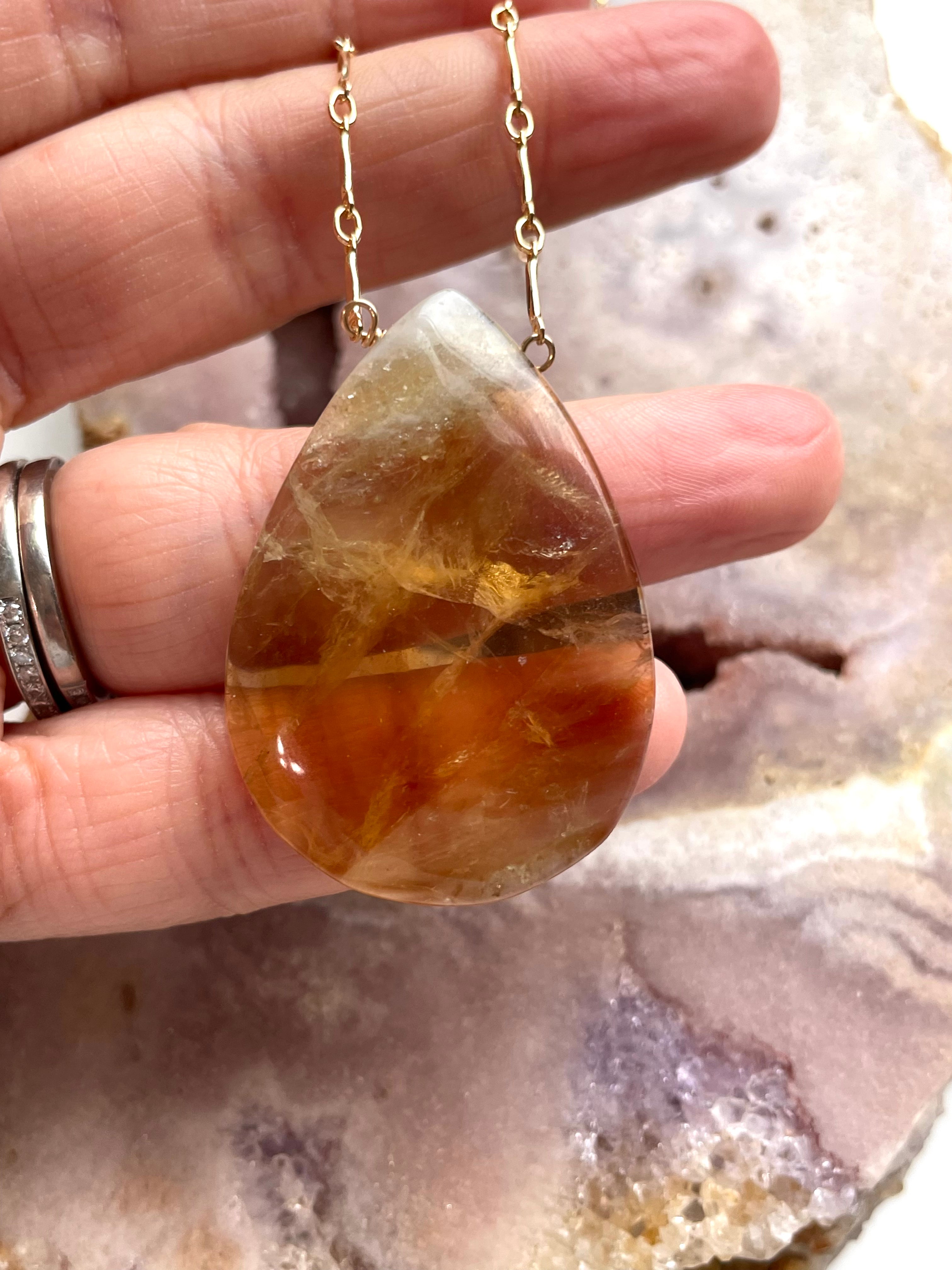 14K Gold Filled Chunky Genuine Yellow Citrine Necklace | Elegant Statement Jewelry for Women | Perfect for Parties, Weddings & Everyday Wear
