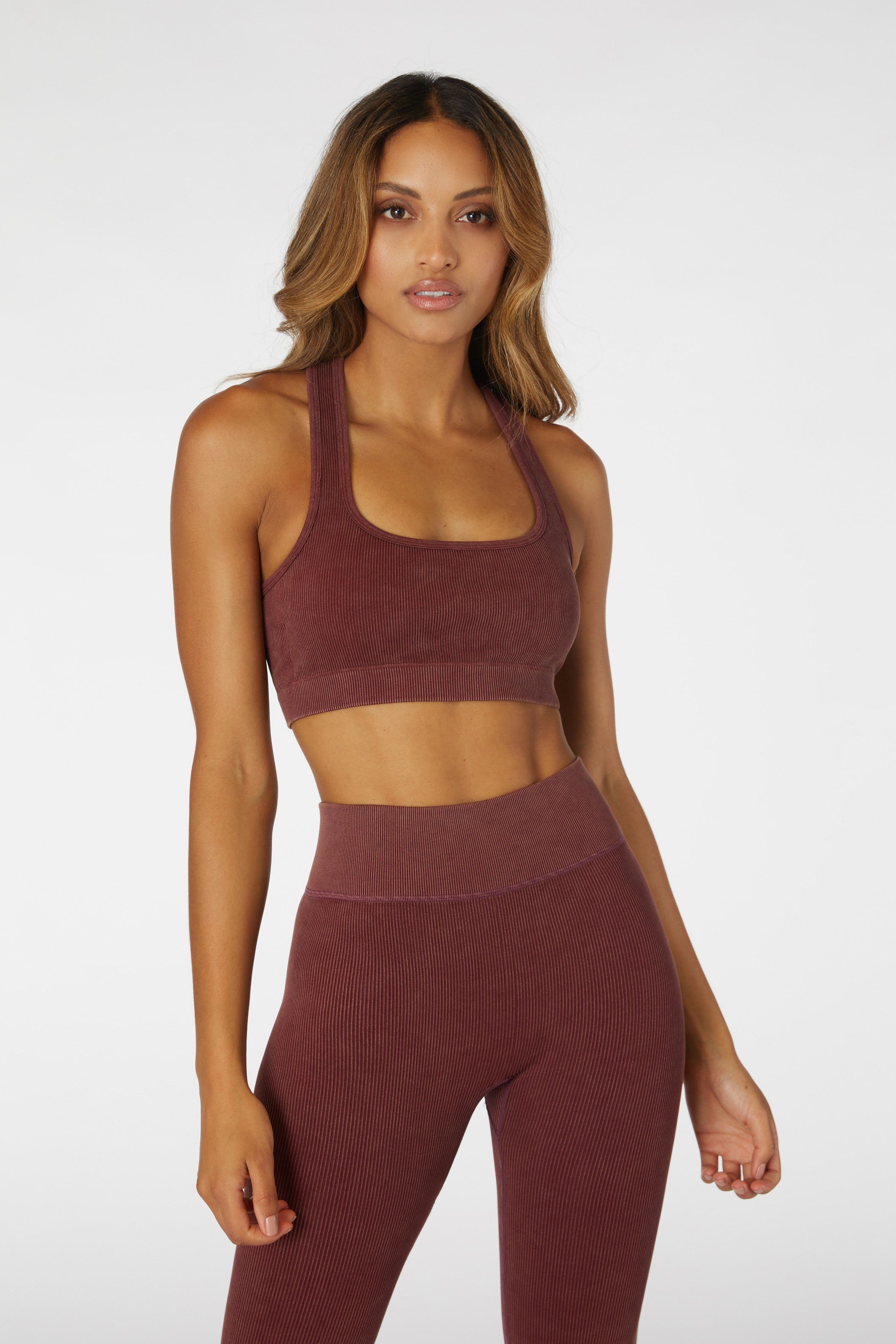 Isla Seamless Crop Top - Dark Cherry Red Women's Yoga Shirt for Workouts & Casual Wear