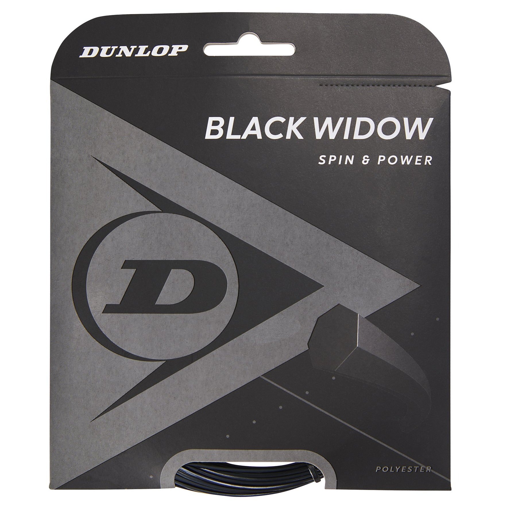 Dunlop Black Widow 16/1.31 Tennis String - High Performance Polyester Tennis Racket String for Control & Durability (Black) | Perfect for Competitive Play & String Replacement