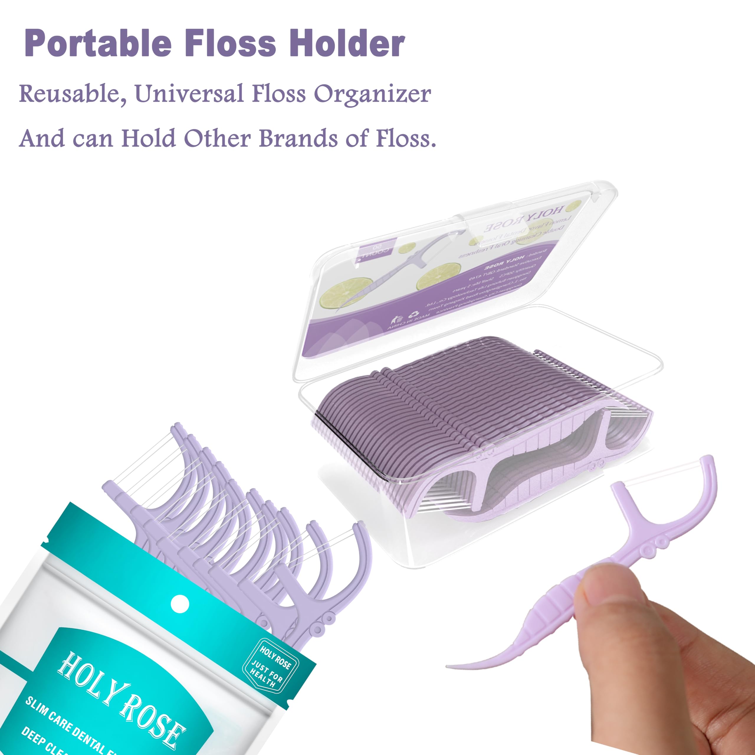 **Holy Rose Mint Flavor Twin Line Dental Floss Picks - 200 Count Dual Cleaning Flossers for Adults, Travel-Friendly Oral Care Kit for Teeth Cleaning | Perfect for Home, Office & Travel Use**