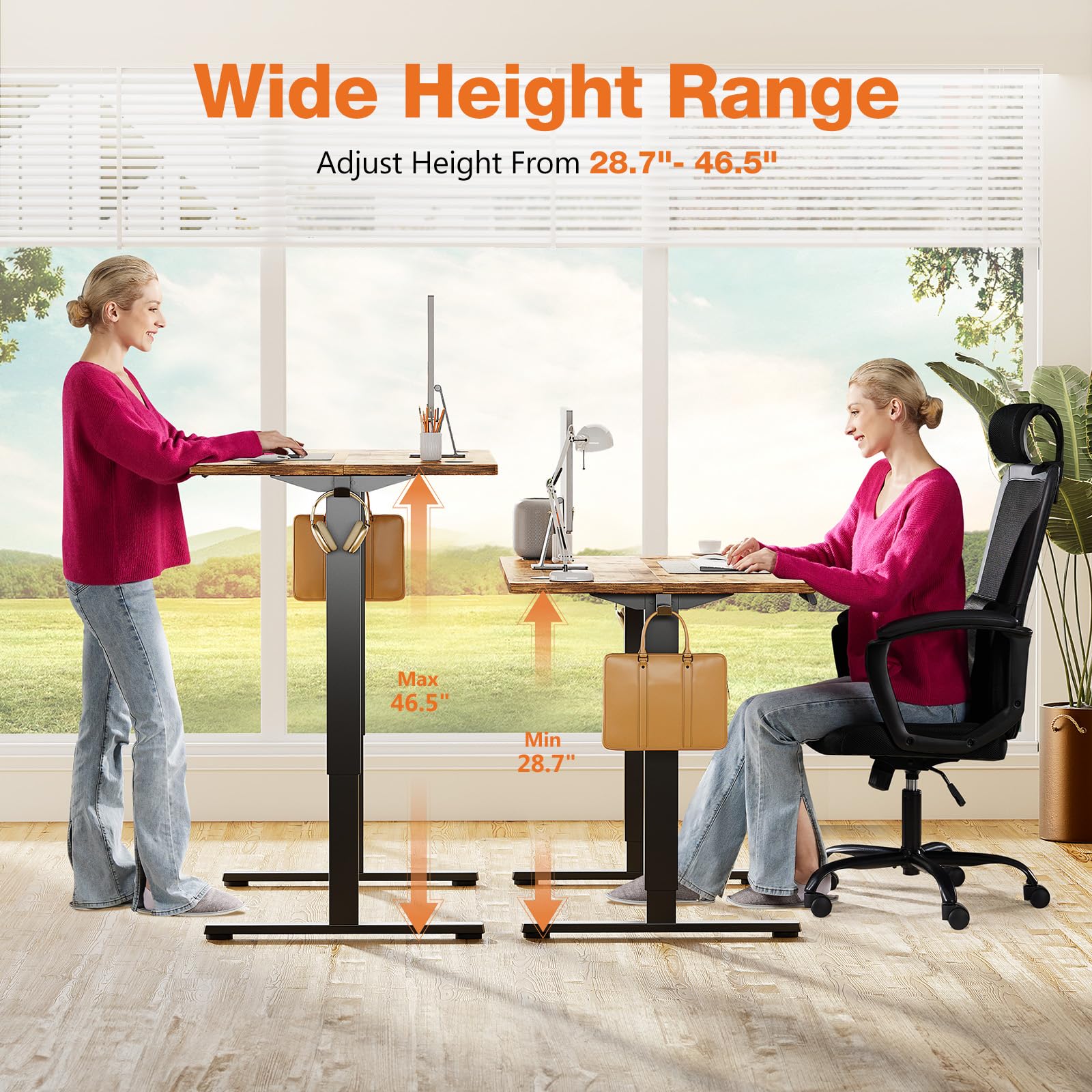 Sweetcrispy 55 x 24 Inch Electric Height Adjustable Standing Desk - Sit to Stand Home Office Desk with Splice Board, 2 Hooks & Cable Management | Perfect for Remote Work, Gaming & Ergonomic Workspace Setup