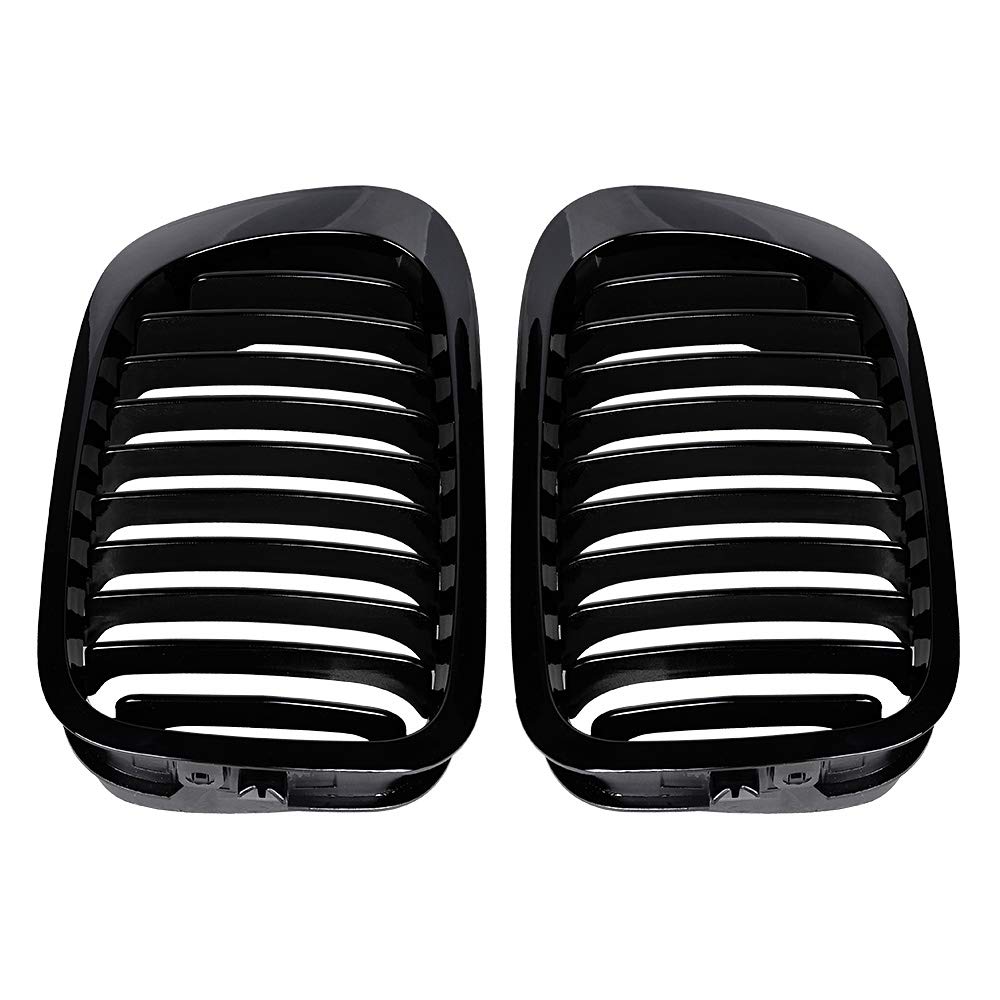 Astra Depot Compatible with E46 Kidney Grille Grill for 1999-2002 BMW 325Ci 330Ci 2-Door Coupe - Polished Black Replacement Part - Perfect for Car Enthusiasts & Auto Restoration Projects