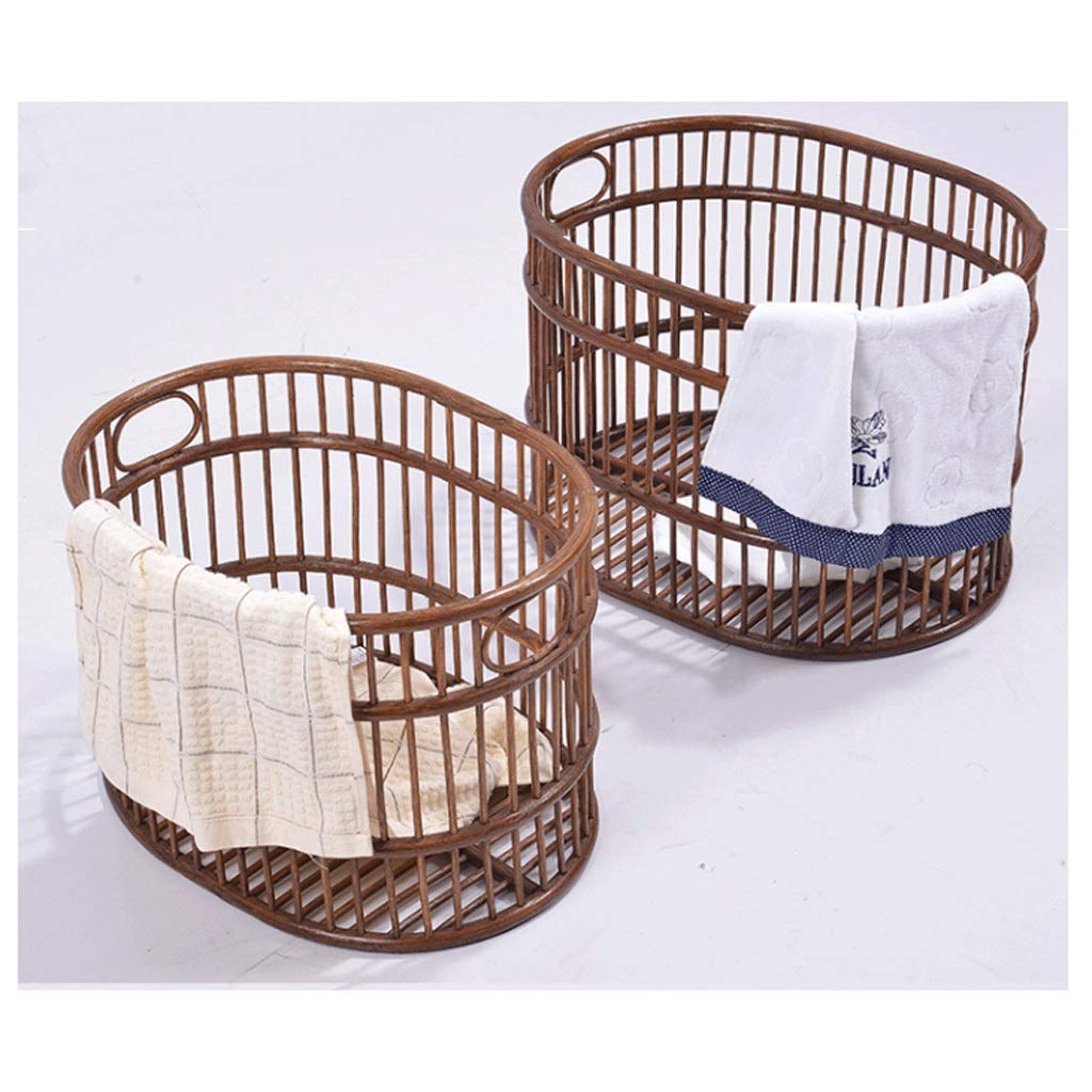 Rattan Storage Baskets with Handles - 14.1x18.8x12.9 Inches Laundry Hamper & Organizer for Bathroom, Kitchen, Bedroom, Home Office - Stylish Woven Storage Bin for Clothes, Toys & Household Items