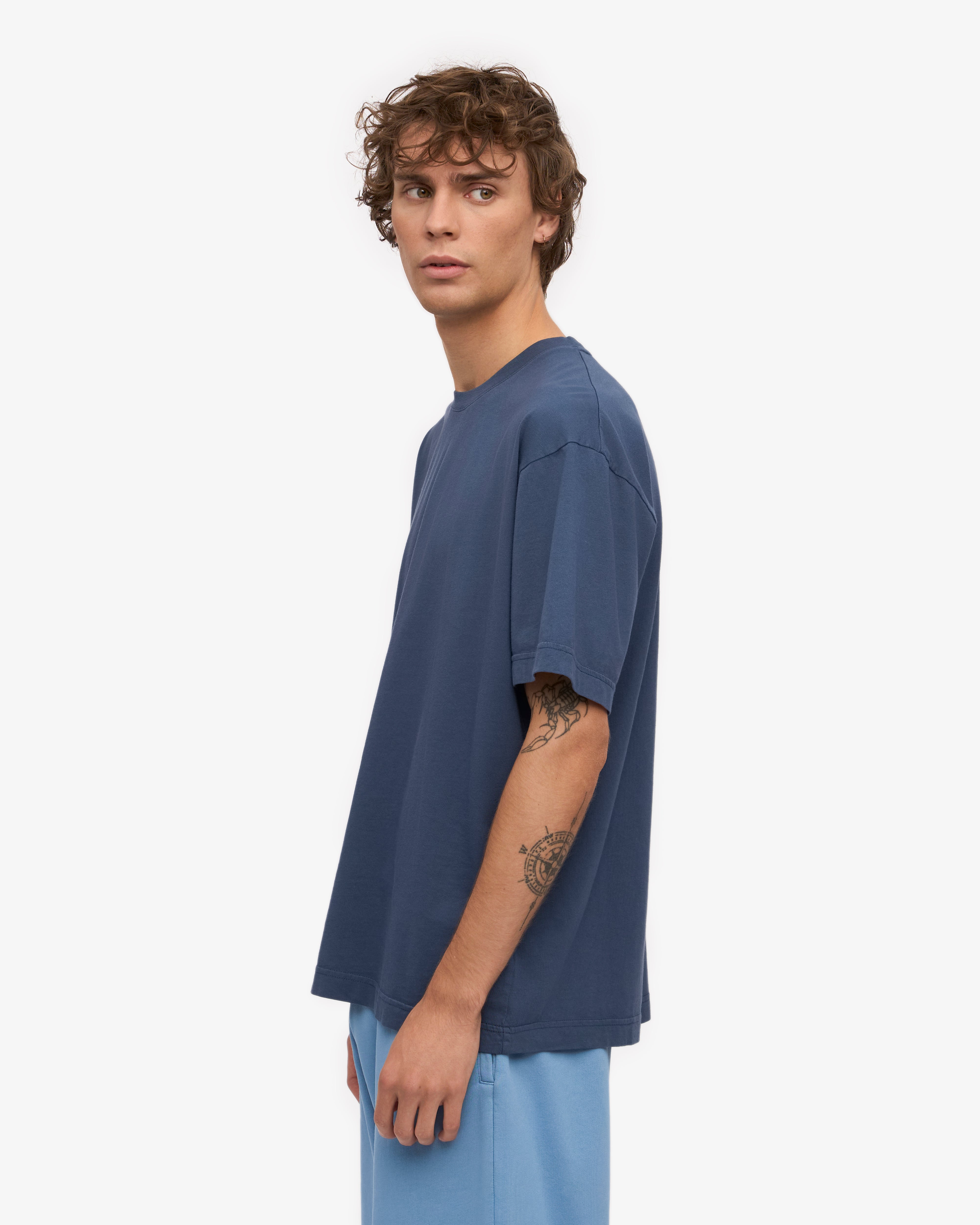 Organic Oversized T-Shirt for Women - Soft & Comfortable Petrol Blue Tee - Perfect for Casual Wear, Loungewear & Street Style