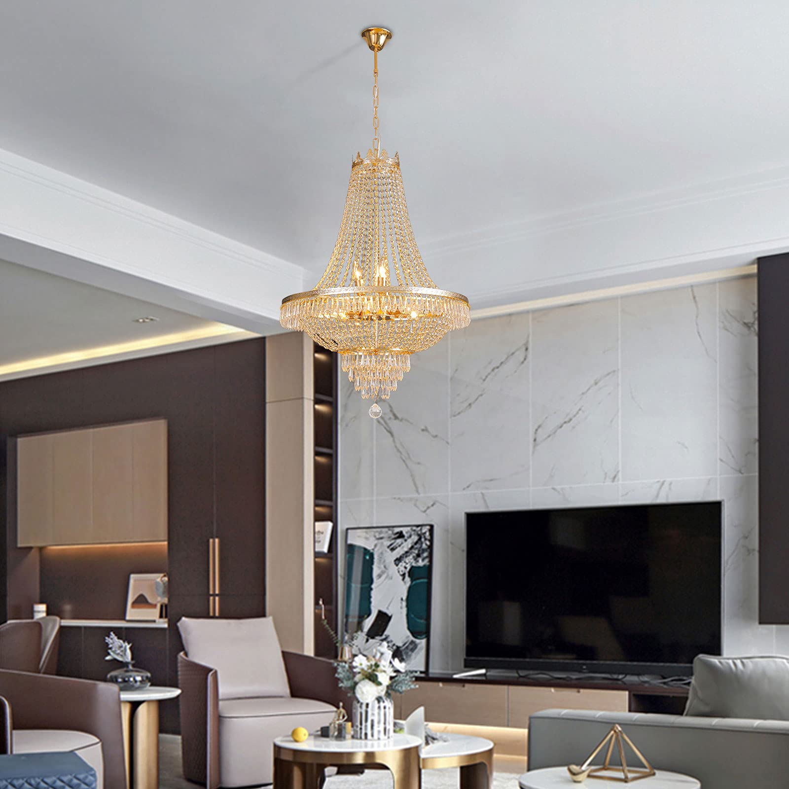 Elegant Crystal Chandelier Lighting Fixture - Luxury Dining Room, Foyer, Entryway & Living Room Ceiling Light | Perfect for Wedding Venues, Luxury Homes & Hotel Decor