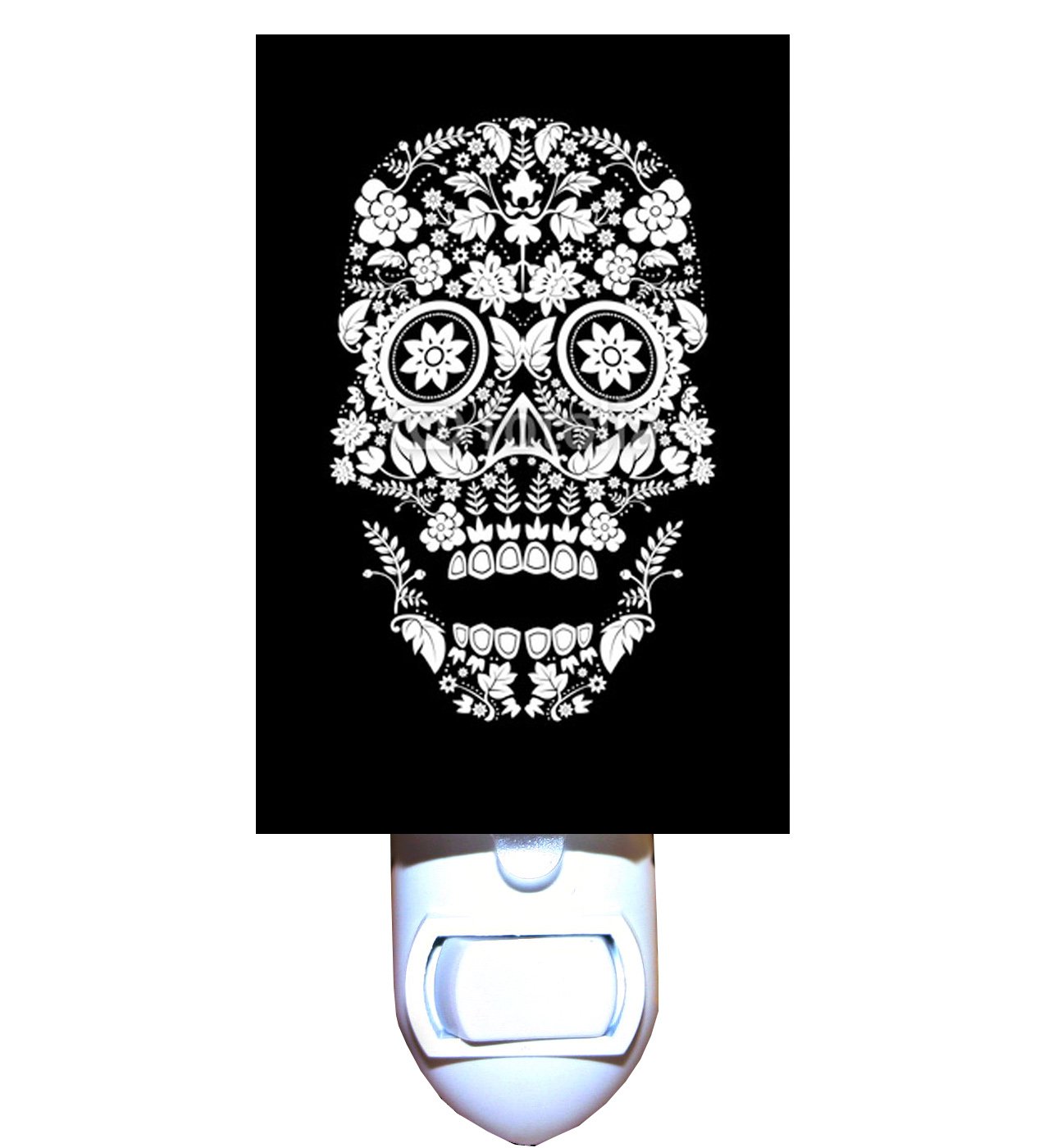 Day of The Dead Floral Skull Night Light - Decorative LED Lamp for Halloween, Dia de Los Muertos, Home Decor & Bedroom Ambiance