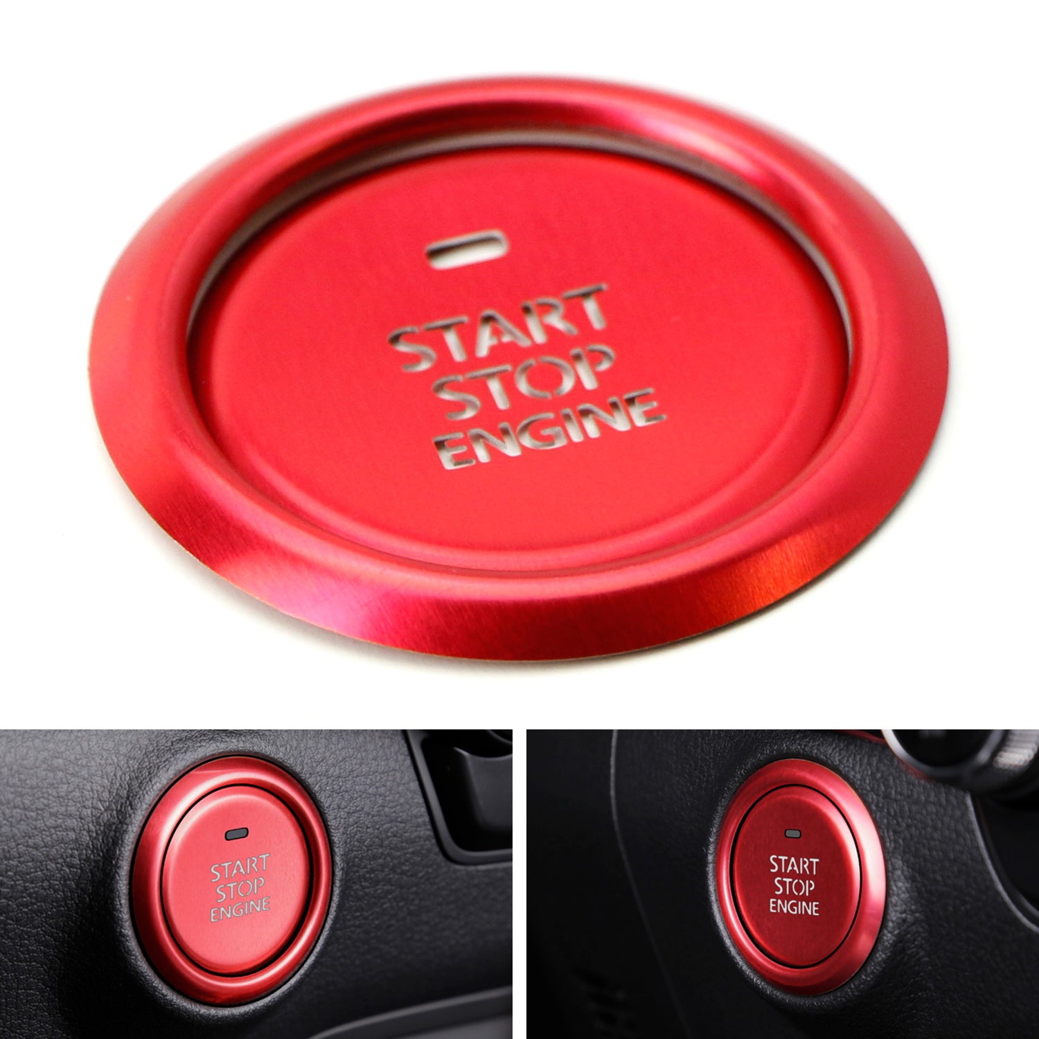 2PCS Red Keyless Engine Push Start Button & Surrounding Ring Compatible with 2019-2024 Mazda 3 - Easy Installation & Premium Upgrade for Interior Styling