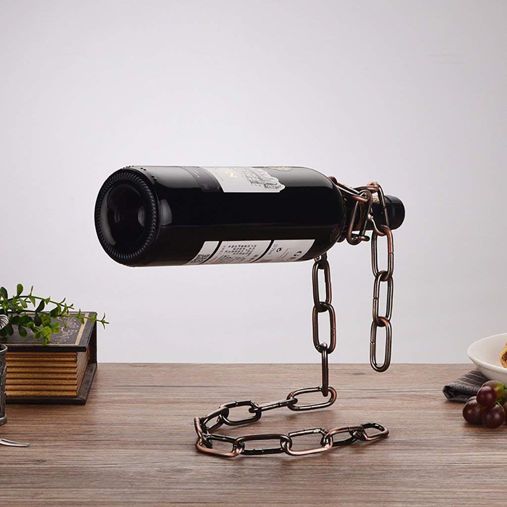 Handmade Iron Chain Style Wine Rack - Rustic Home Decor for Kitchen, Living Room, Bar & Dining Room | Perfect for Wine Storage and Wall Decor