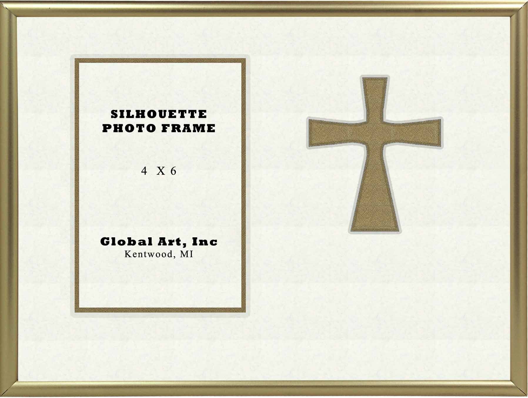 8x10 Christian Gold Cross Tabletop Photo Frame - Holds 4x6 Pictures for Home Decor, Church Altar & Gift Giving