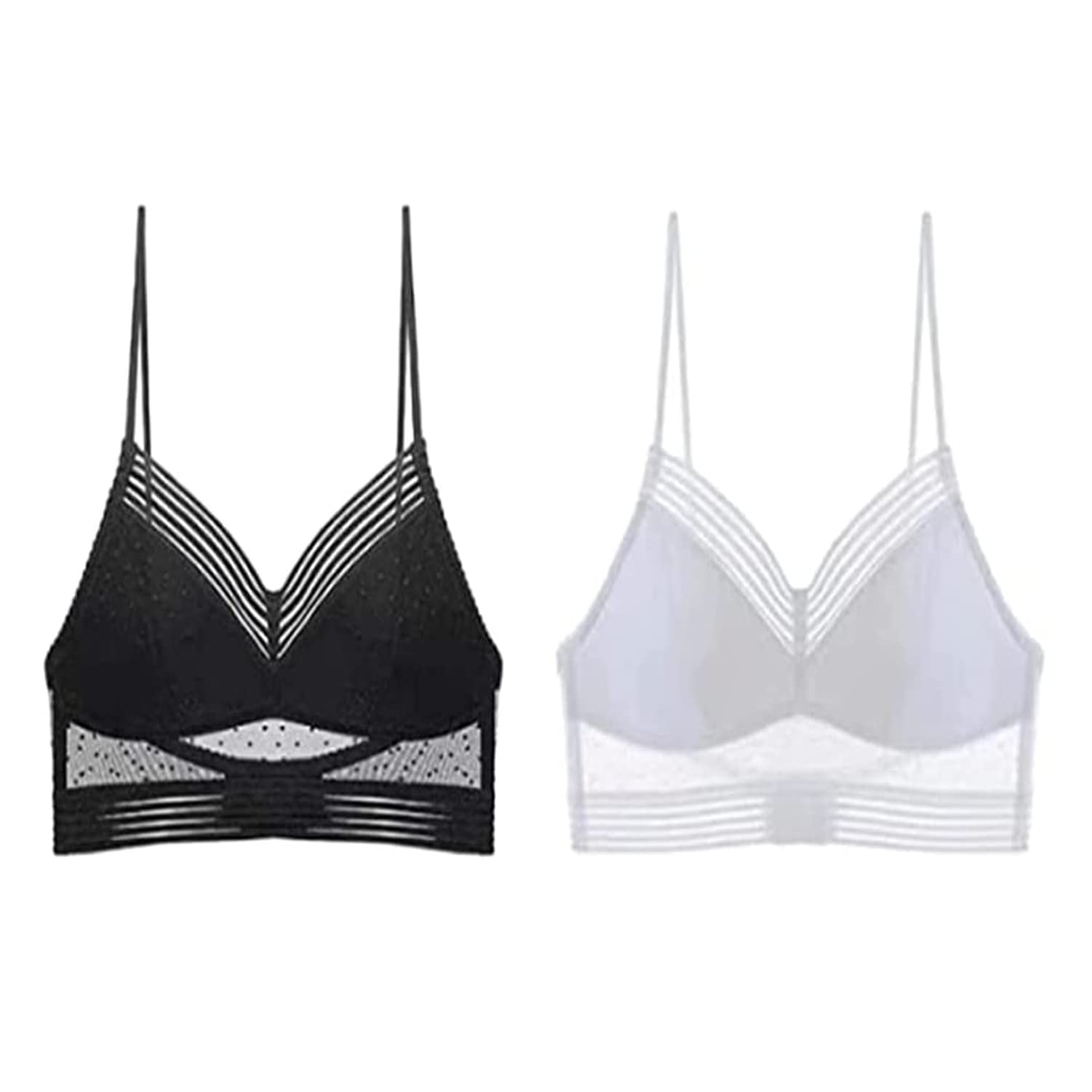Starry Wireless Lace Bra for Women - Low Back Lifting Deep V Lace U-Back Bra - Comfortable & Supportive for Everyday Wear, Date Night, and Special Occasions