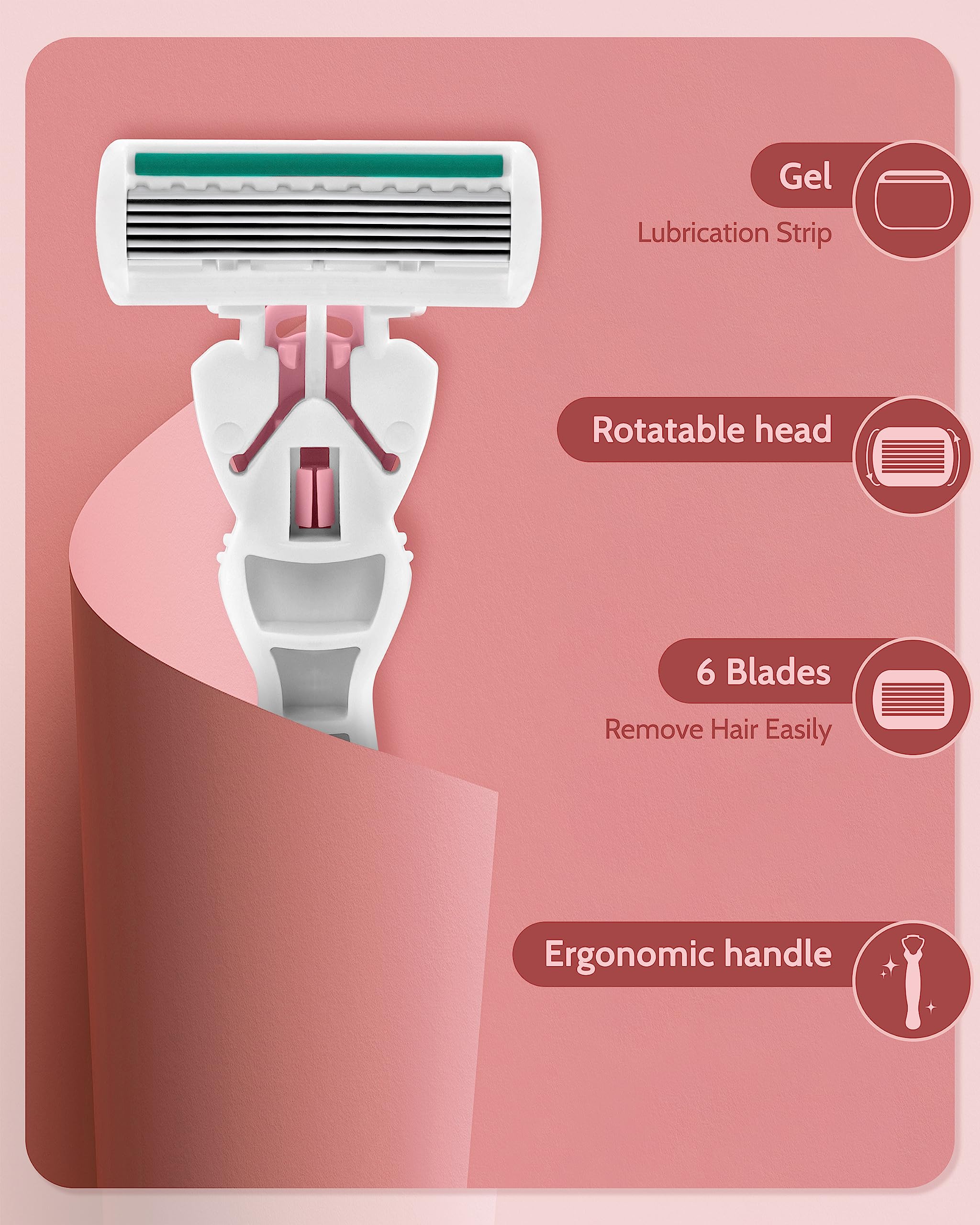 Women's Sensitive Skin Razor Set with 15 Blade Refills - 6 Blades Shaving Razor + 2 Travel Razors (Green) - Perfect for Smooth Legs, Underarms & Bikini Line Shaving at Home or Travel