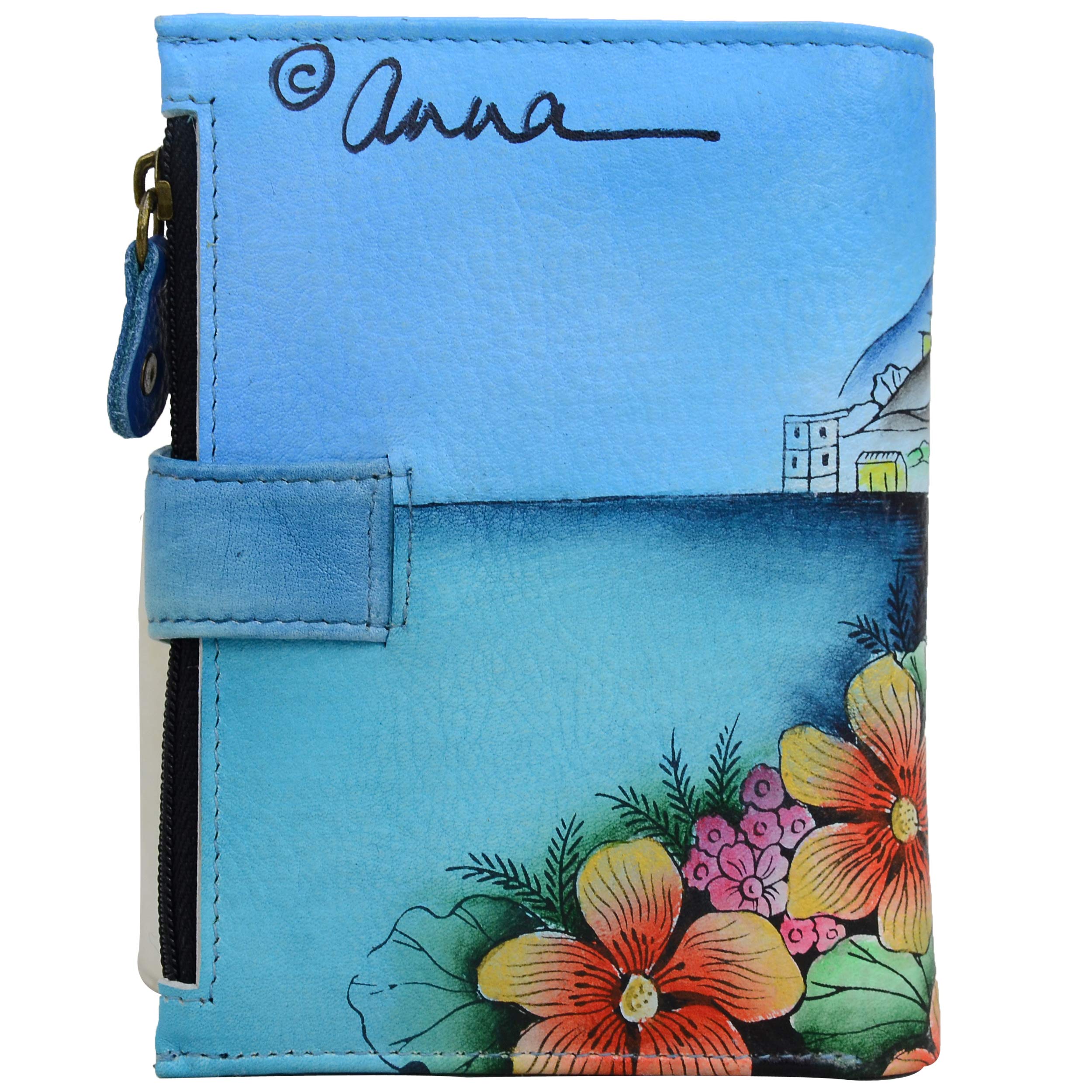 Anuschka Hand Painted Genuine Leather Women's Wallet - Anna Collection - Stylish RFID Blocking Bifold Wallet for Everyday Use, Travel & Gift Giving