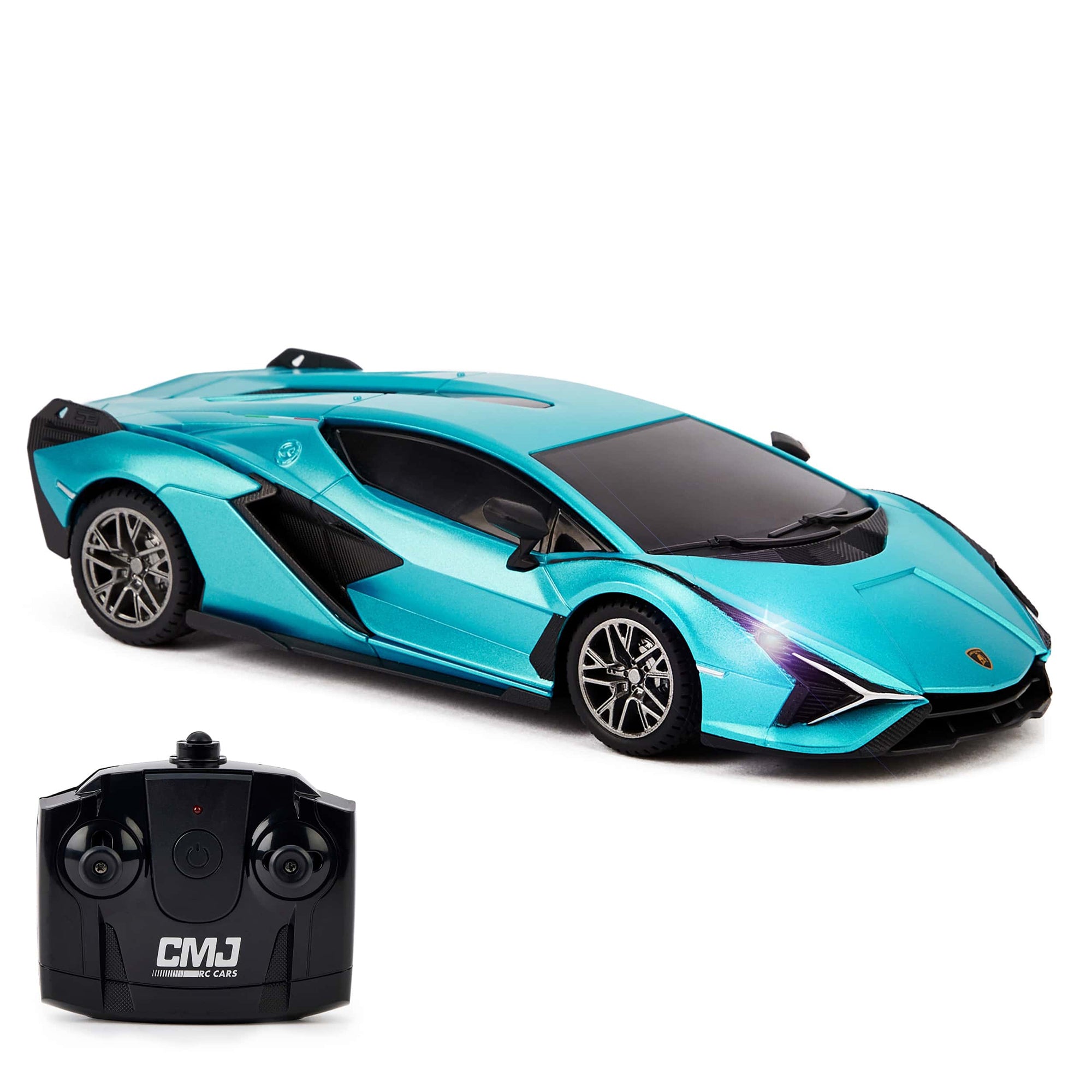 1:24 Scale Lamborghini Sián FKP 37 RC Car - Blue Remote Control Vehicle with LED Headlights | High-Speed Racing Toy for Kids & Adults, Perfect for Indoor & Outdoor Play
