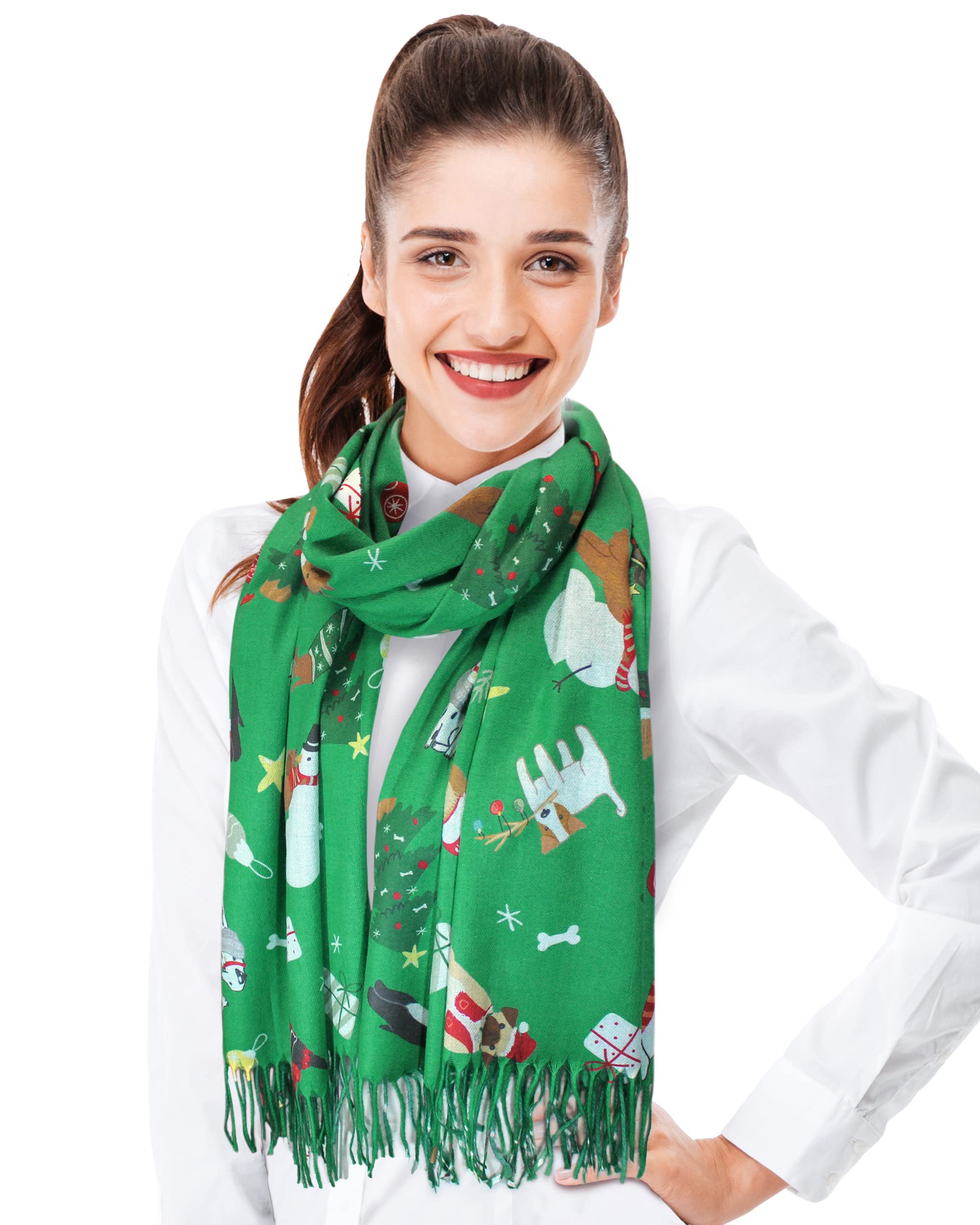 Christmas Dog Cat Lover Scarf - Soft Animal Print Fashion Shawl for Holiday Gifts & Parties