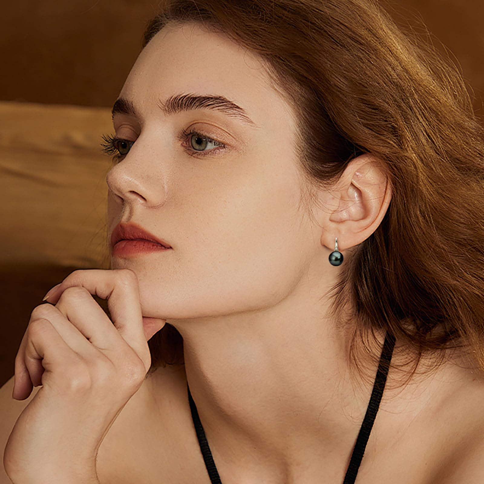 Exquisite Tahitian Black Pearl Drop Earrings - 18K Gold Plated Sterling Silver Jewelry for Women | Perfect Birthday, Anniversary & Christmas Gift | Elegant for Weddings, Parties & Special Occasions