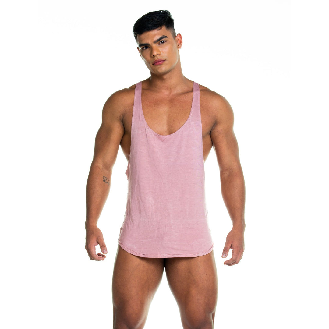 Gigo Forever Stringer Tank Top for Women - Soft Pink Ribbed Crop Cami - Gym, Yoga, Beach & Casual Wear