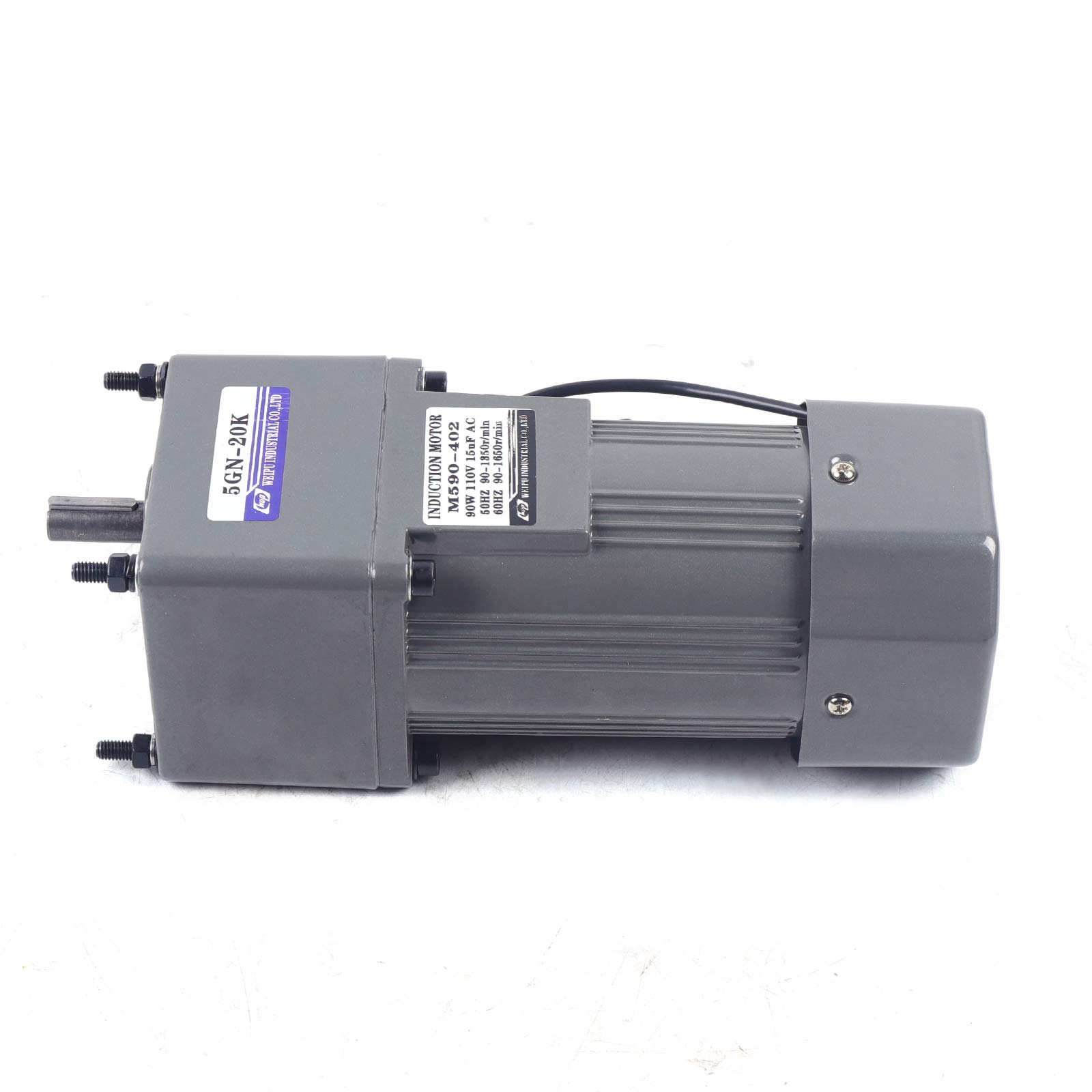 90W AC110V Single-Phase Gear Motor with Speed Controller - 67 RPM, 1:20 Reduction Ratio - Variable Speed Gear Reducer for Industrial Machinery, Conveyor Systems, and Automation Equipment