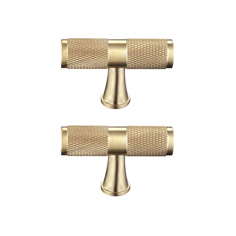 Brass Cabinet Knobs - Brushed Gold Dresser Handles for Kitchen & Home Decor (2-Pack)