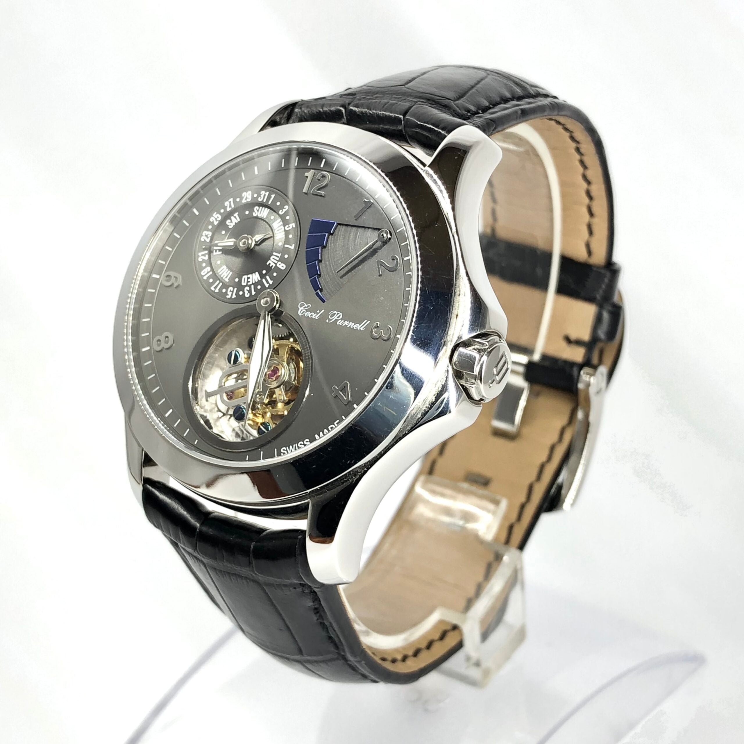 Cecil Purnell Luxury Tourbillon Stainless Steel Watch - Limited Edition Men's Timepiece for Business & Formal Occasions