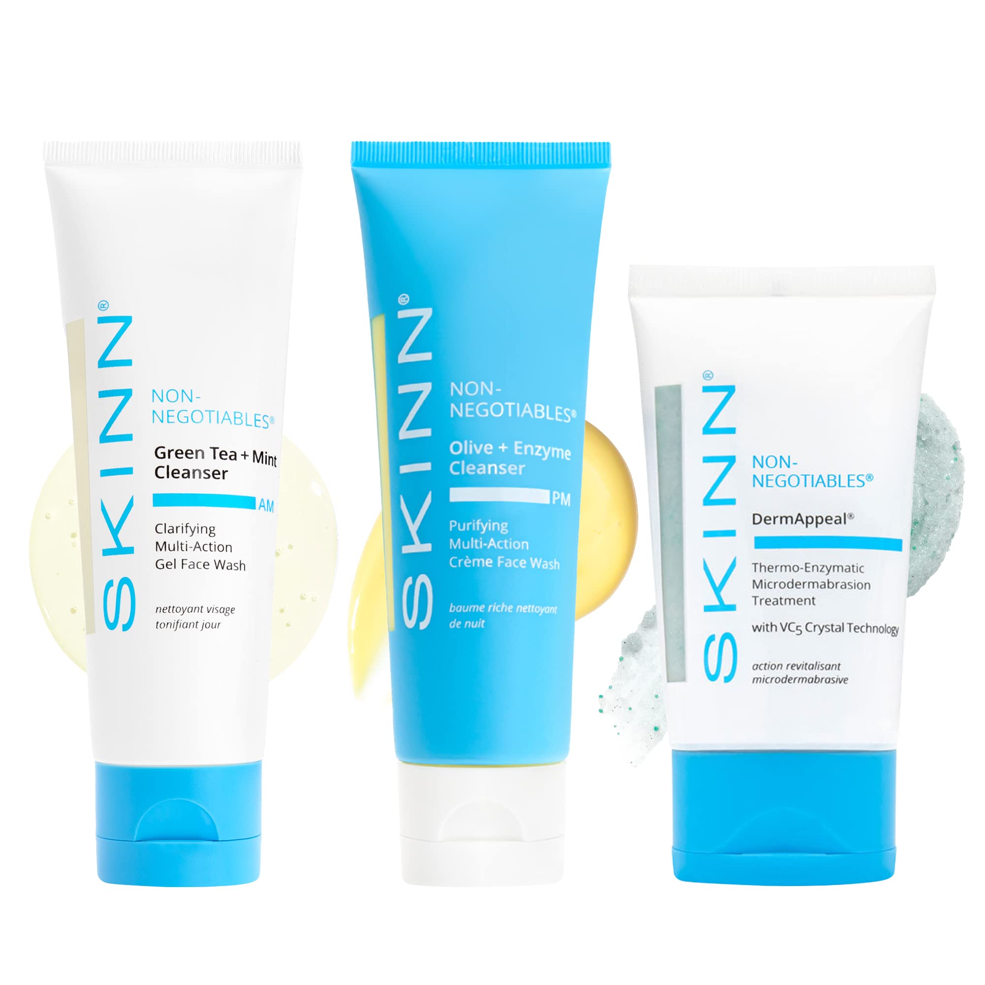 SKINN Facial Treatment Bundle - Microdermabrasion Treatment, Gel Face Wash & Cream Face Wash for Glowing Skin | At-Home Spa & Anti-Aging Skincare Routine