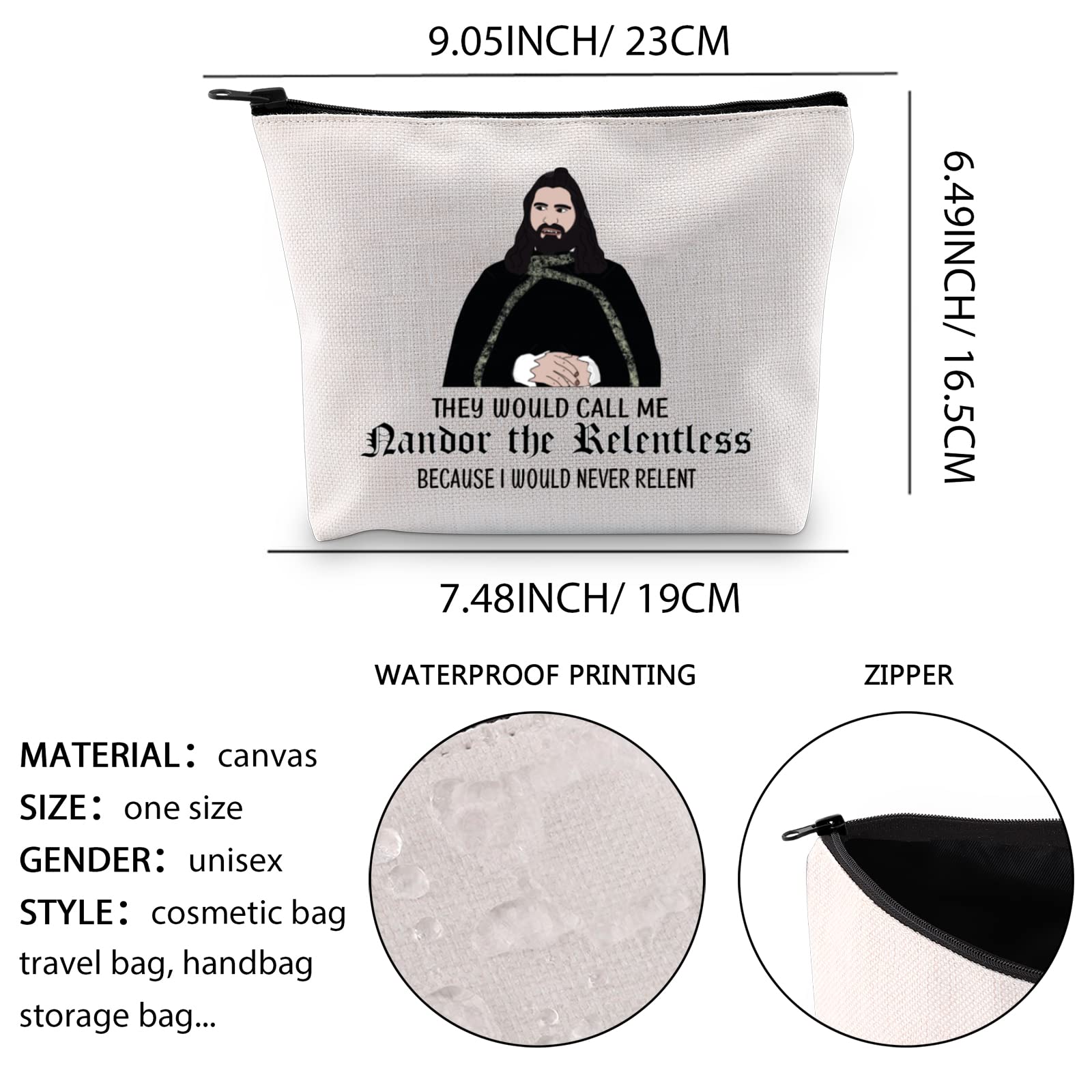 XYANFA What We Do in the Shadows Horror TV Show Makeup Bag - Vampire Themed Gift for Nandor The Relentless Fans (They Call Me Nandor) - Perfect for Cosplay, Halloween & Gothic Makeup Storage