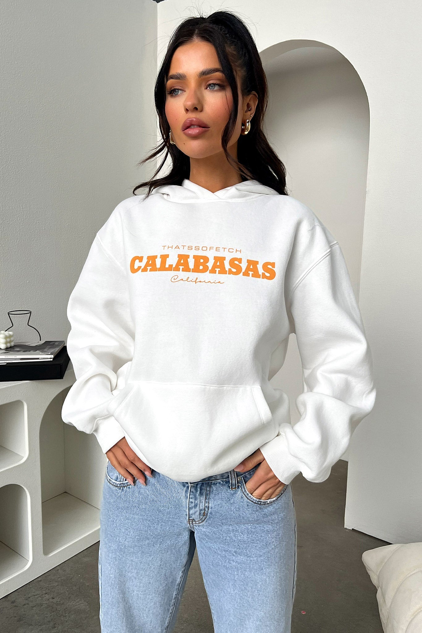 Calabasas Hoodie for Men & Women - White Cotton Pullover Sweatshirt | Casual Streetwear for Everyday Wear & Gym