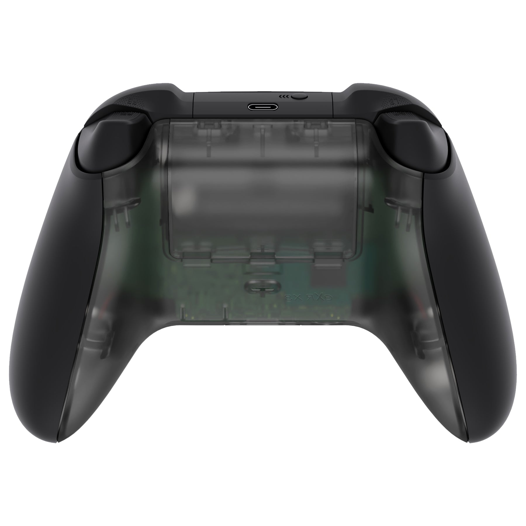 eXtremeRate Clear Black Custom Bottom Shell with Battery Cover for Xbox Series S/X Controller - DIY Replacement Backplate for Xbox Core Controller Model 1914 (Controller & Side Rails Not Included) - Perfect for Gaming Enthusiasts & Custom Mods