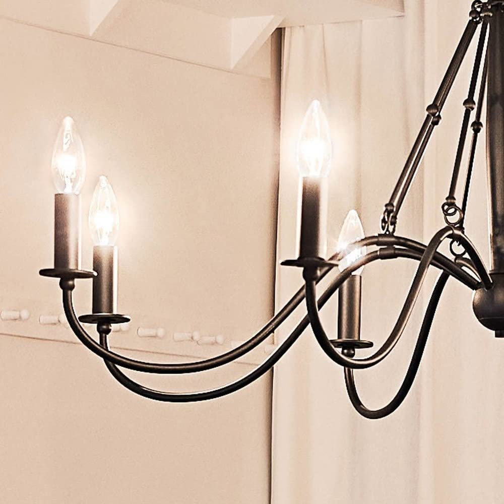 Kichler Freesia 38 Inch 8-Light Chandelier in Textured Black - Modern Crystal Ceiling Light Fixture for Dining Room, Bedroom, or Entryway