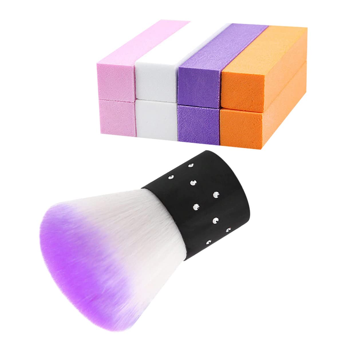 FRCOLOR Professional Nail File & Brush Set - 2 Pack Nail Art Tools with Cleaning Brush, Powder Brush, Polish Block & Remover for Salon & Home Manicure/Pedicure | Perfect for DIY Nail Care, Acrylic Nails & Gel Polish Application