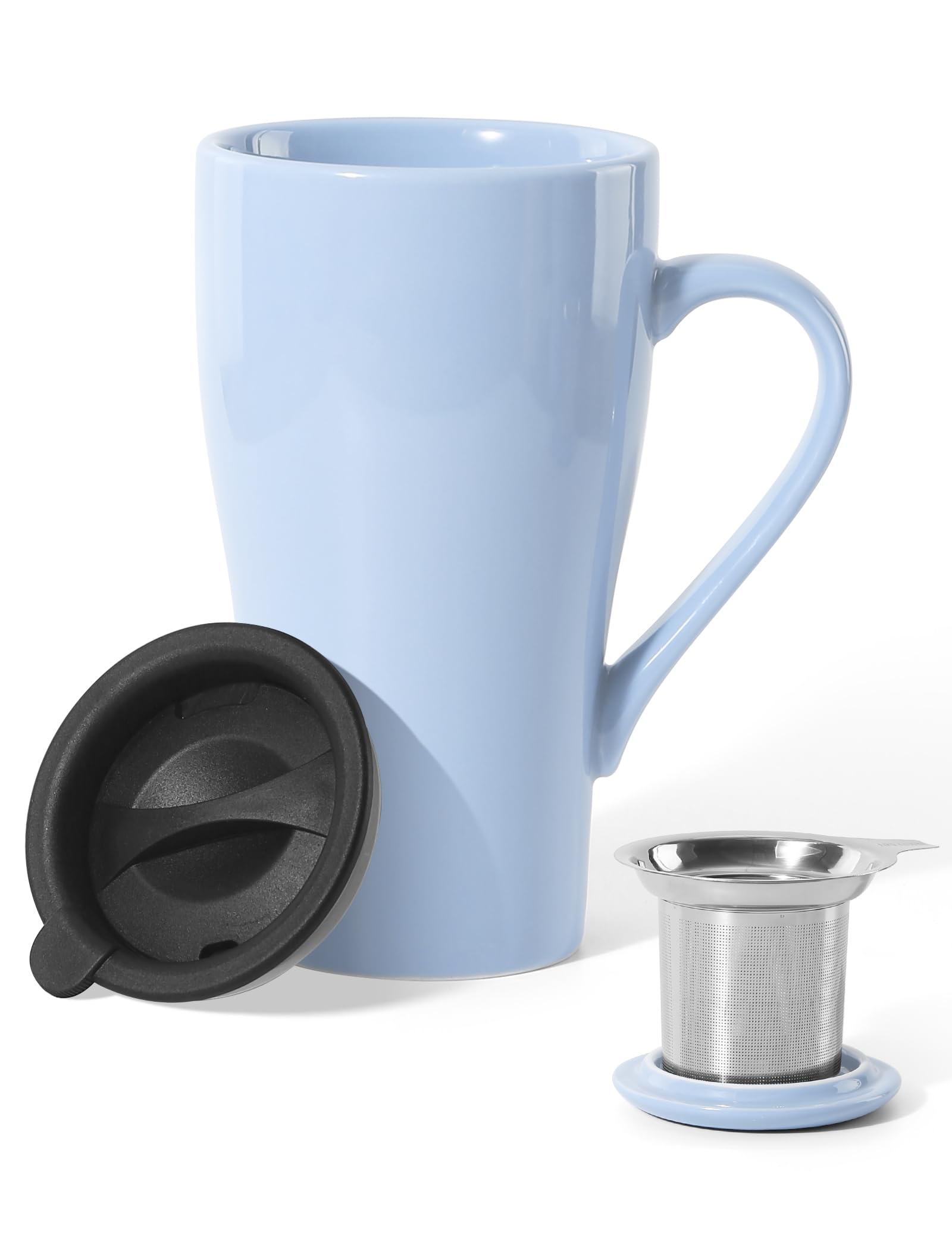 18oz Ceramic Tea Cup with Infuser & Lid - Large Steeping Mug with Silicone Cover - Microwave & Dishwasher Safe - Perfect for Home, Office, Tea Lovers (Lilac) | Enjoy Loose Leaf Tea at Work or Relaxing Moments at Home